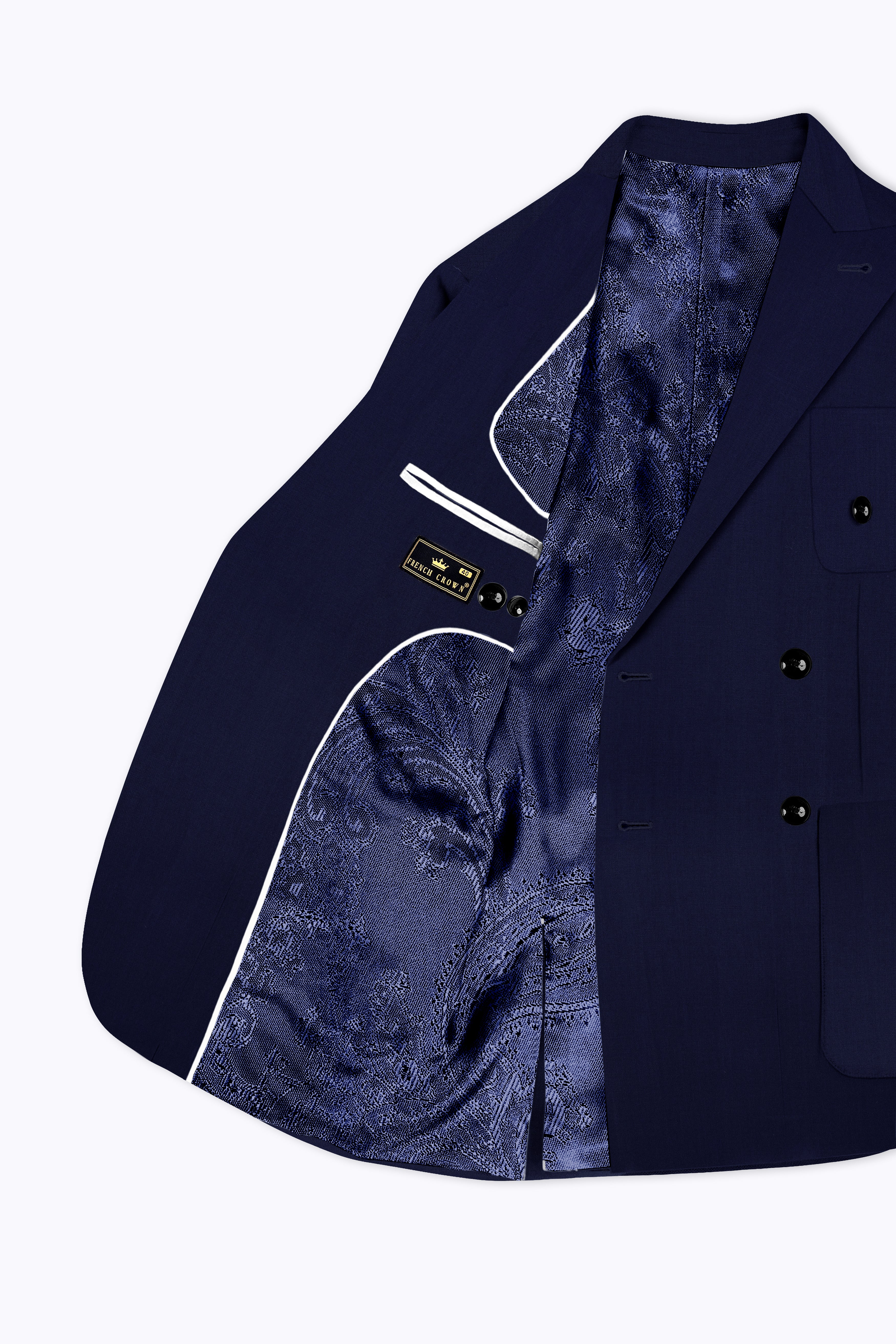 Cinder Blue Wool Rich Double Breasted Sports Blazer
