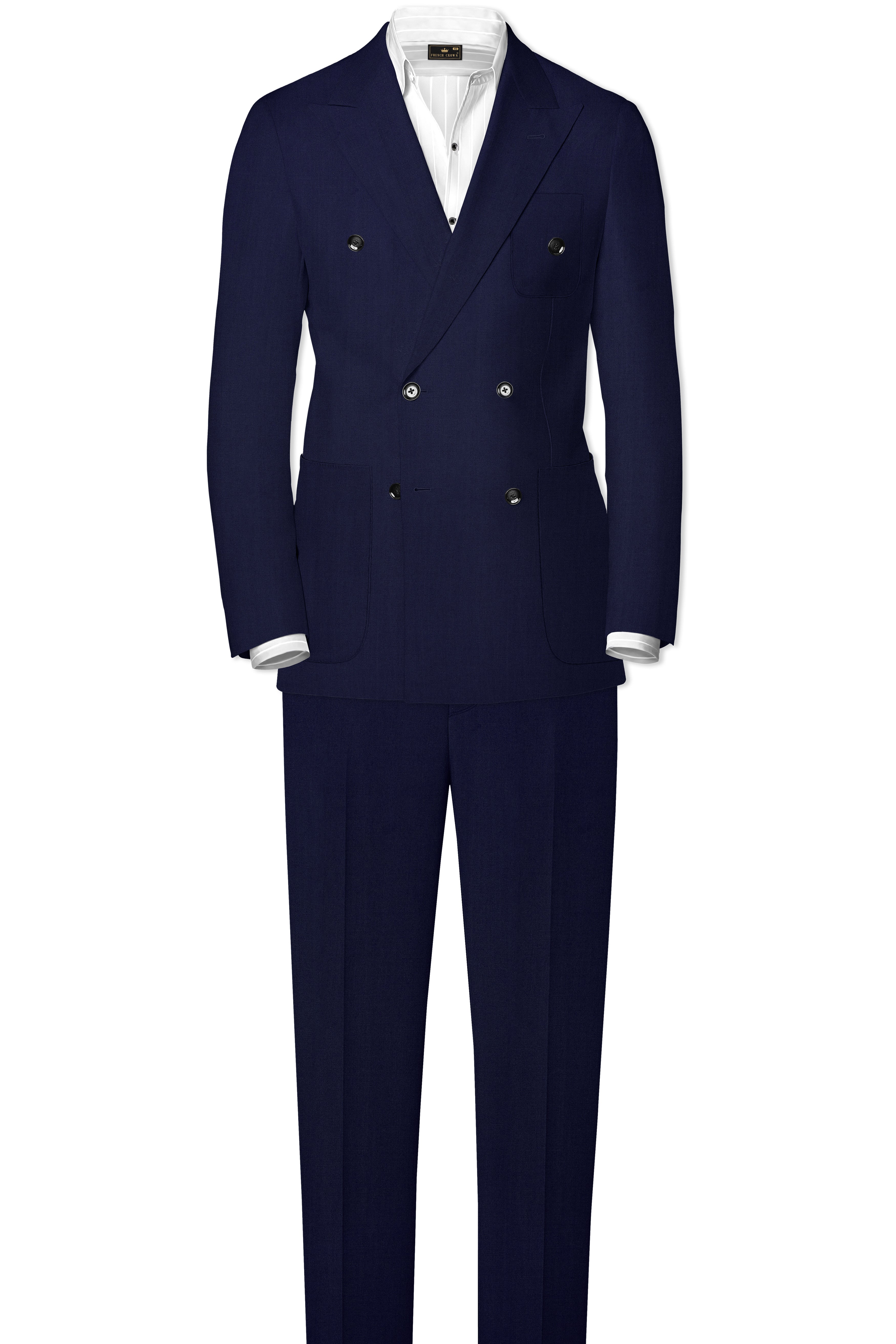 Cinder Blue Plain-Solid Premium wool blend Double Breasted Blazer
