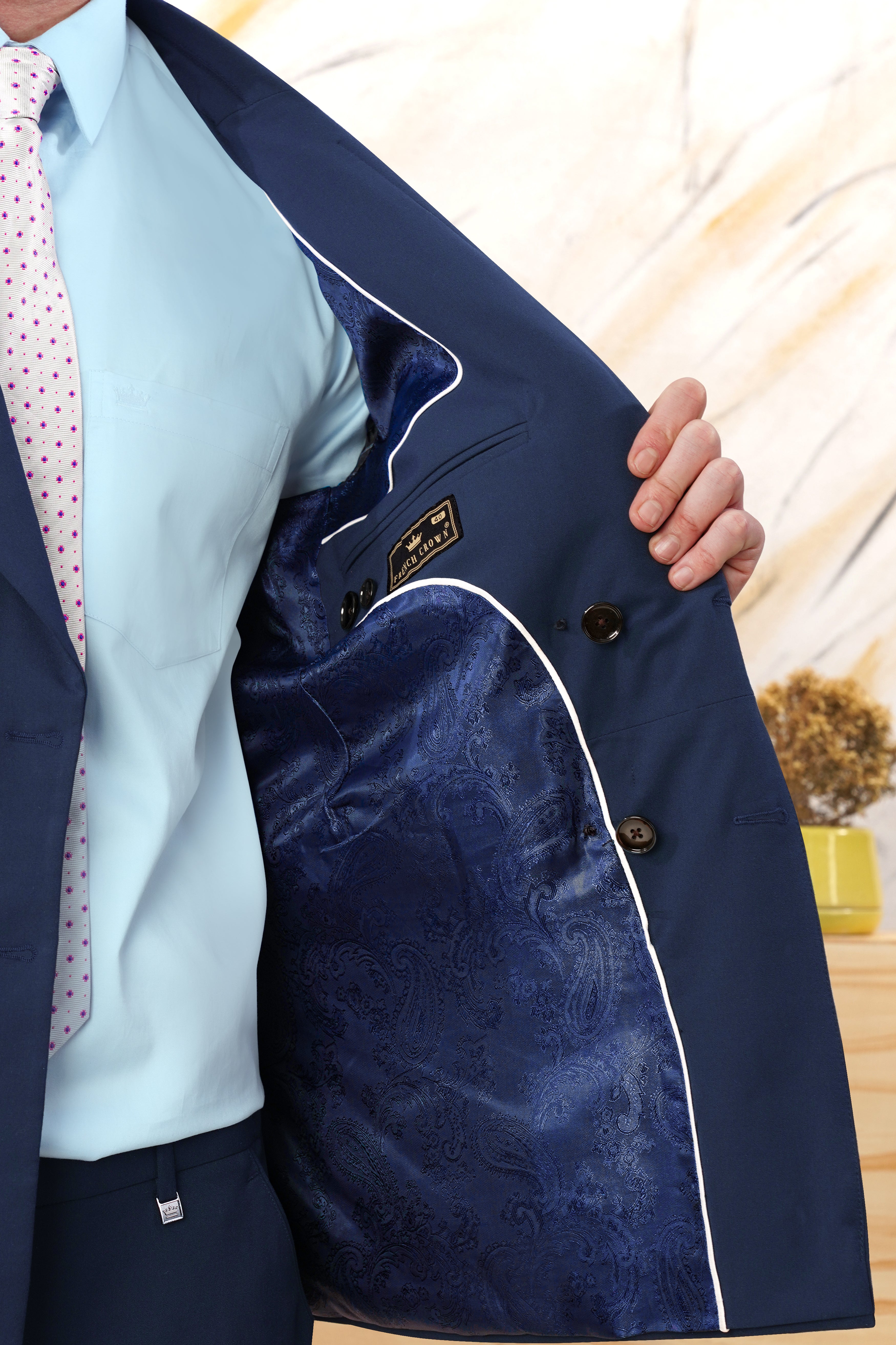 Cloud Burst Blue Wool Rich Double Breasted Stretchable Traveler Blazer BL3078-DB-36, BL3078-DB-38, BL3078-DB-40, BL3078-DB-42, BL3078-DB-44, BL3078-DB-46, BL3078-DB-48, BL3078-DB-50, BL3078-DB-52, BL3078-DB-54, BL3078-DB-56, BL3078-DB-58, BL3078-DB-60