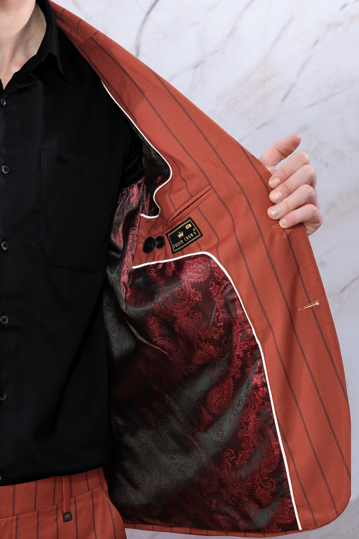 Mojo Red Striped Wool Rich Blazer