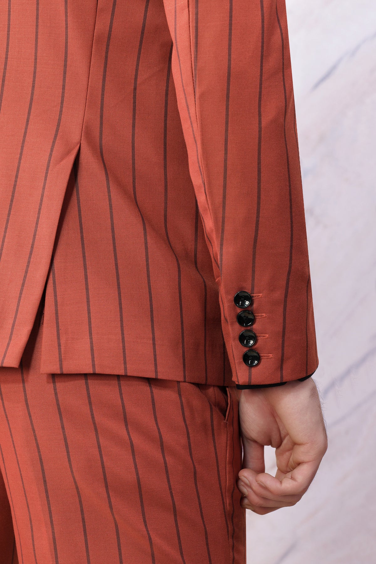 Mojo Red Striped Wool Rich Blazer