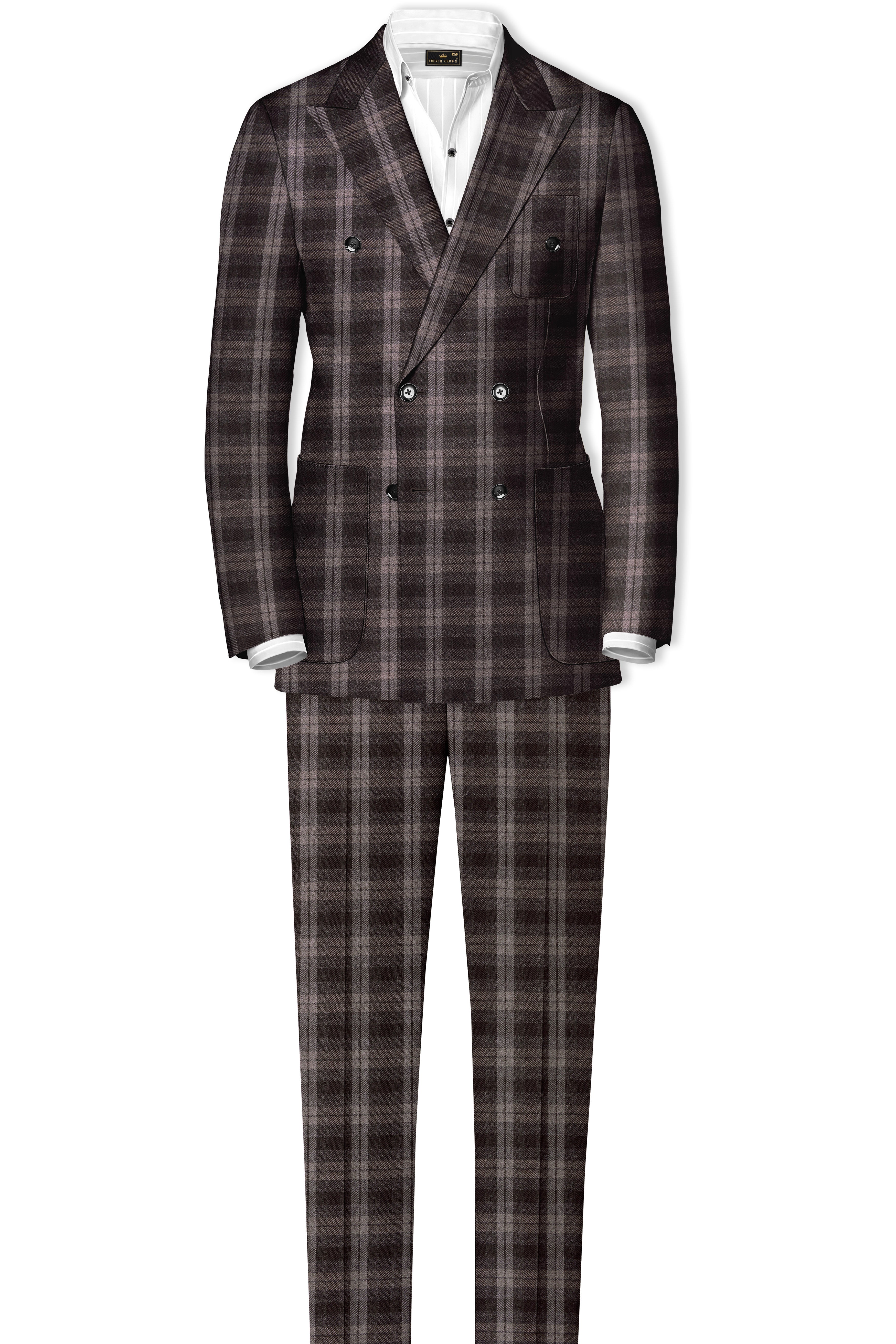 Zeus Black and Concord Gray Plaid Tweed Double Breasted Sports Blazer