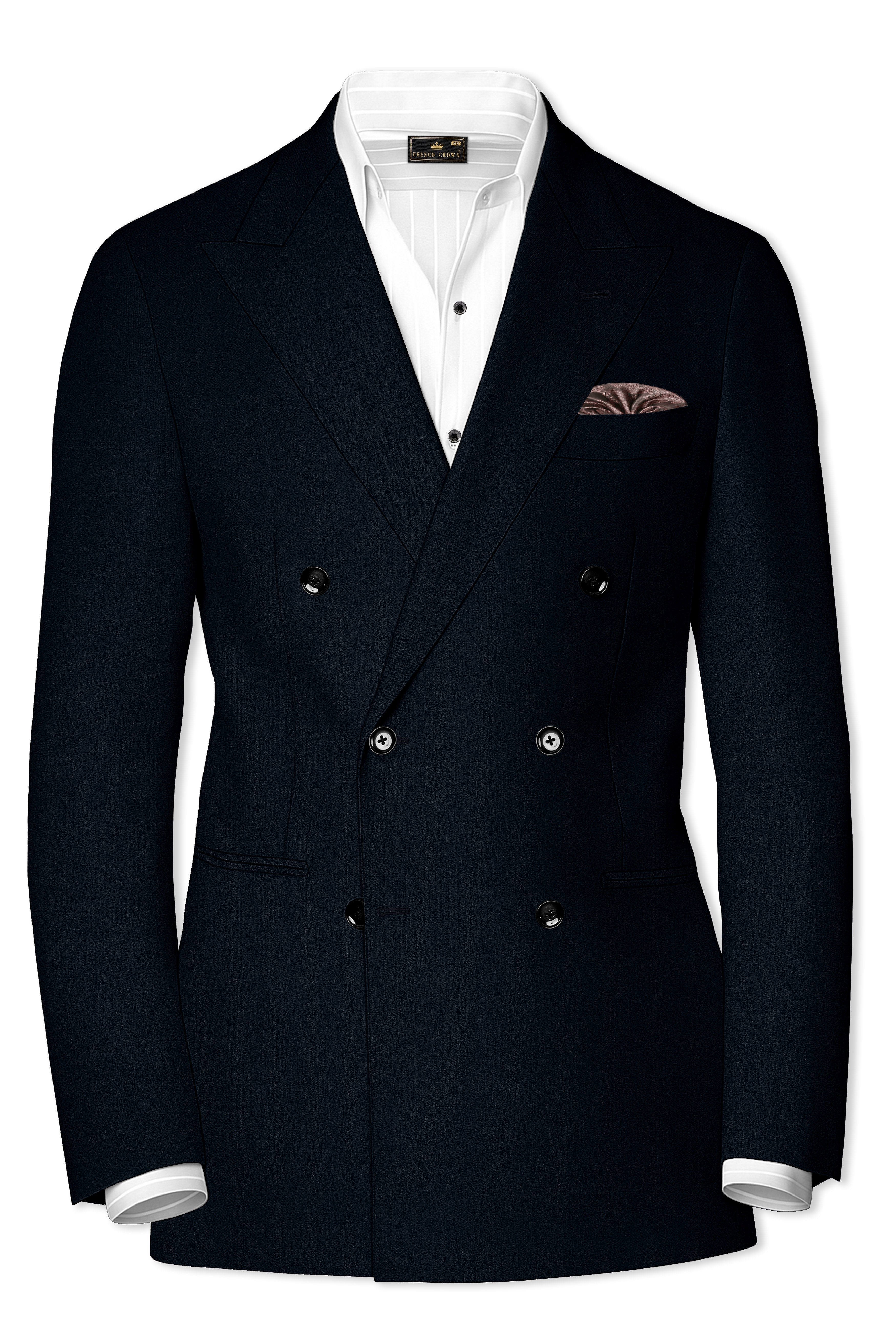 Bunker Blue Premium Cotton Double Breasted Blazer