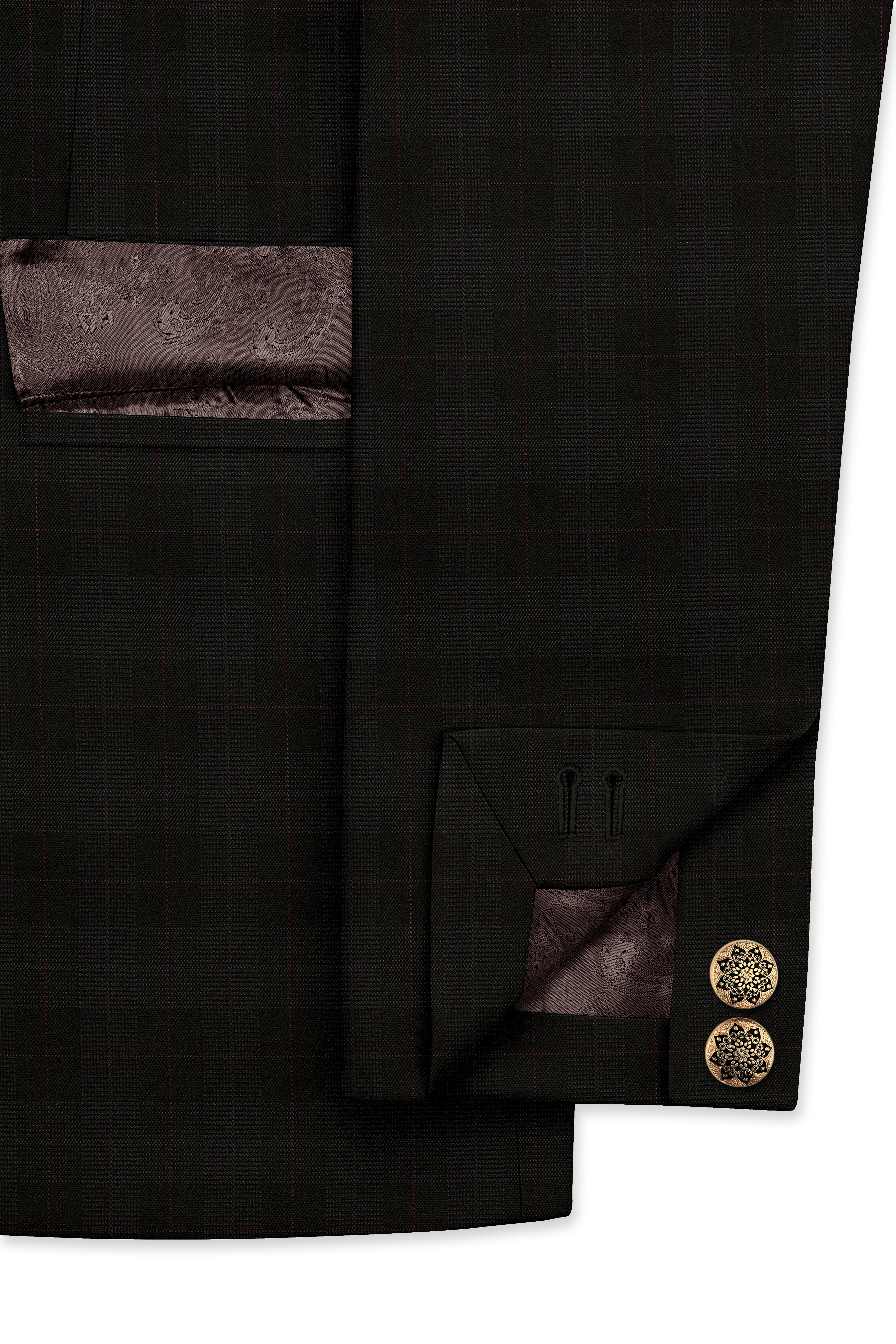 Onyx Black Subtle Plaid Wool rich Double Breasted Blazer