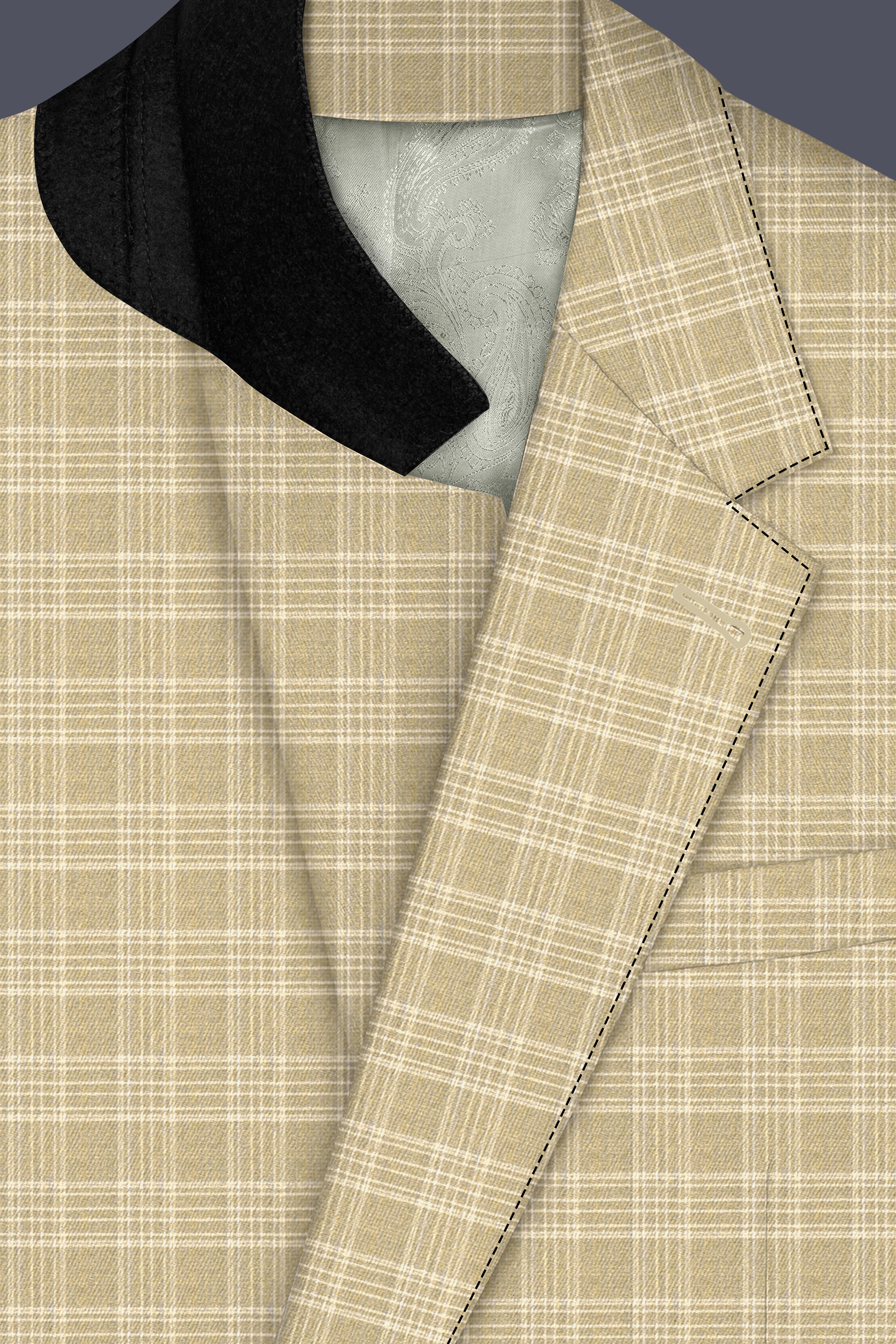 Oyster Brown Plaid Wool Rich Blazer