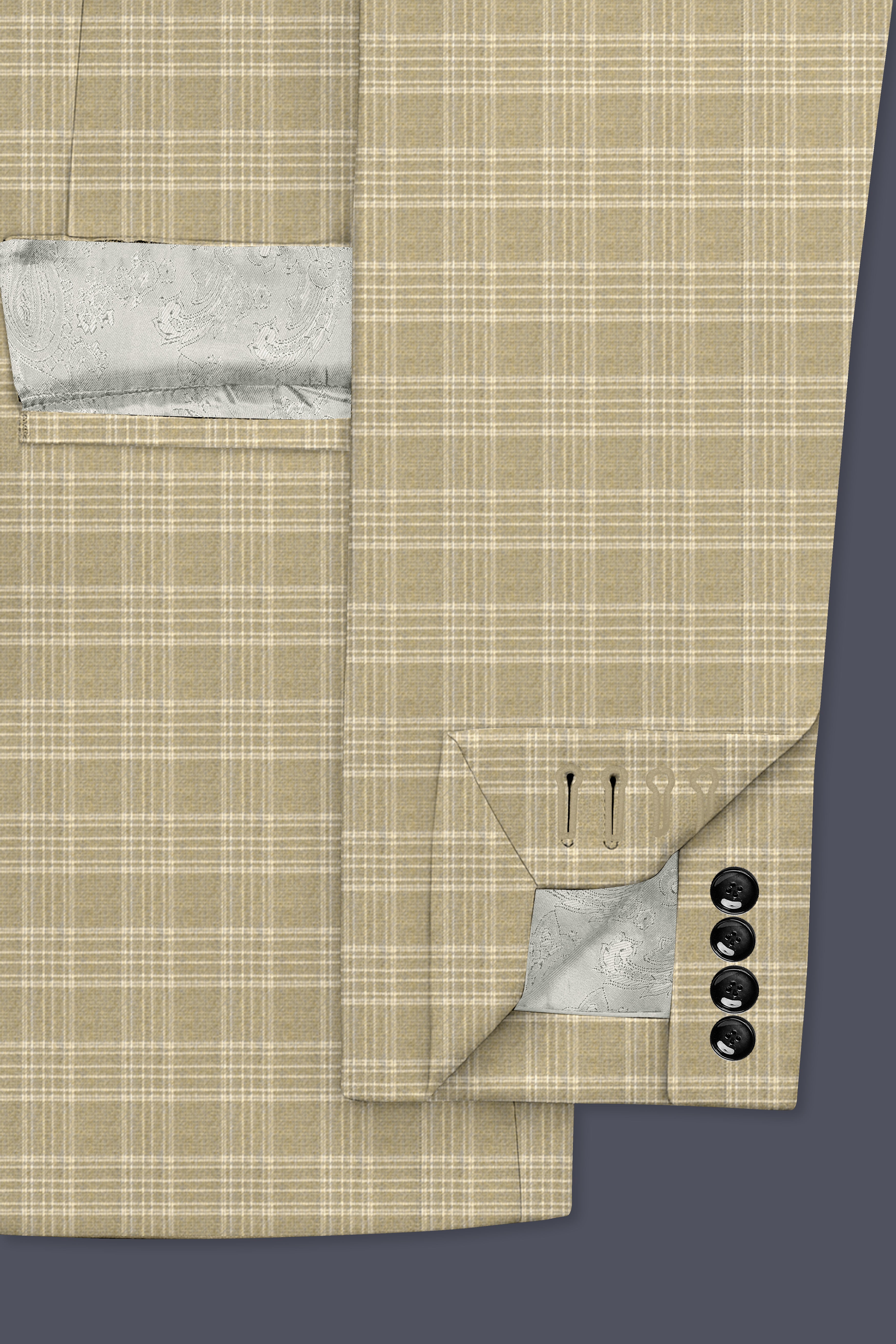 Oyster Brown Plaid Wool Rich Blazer