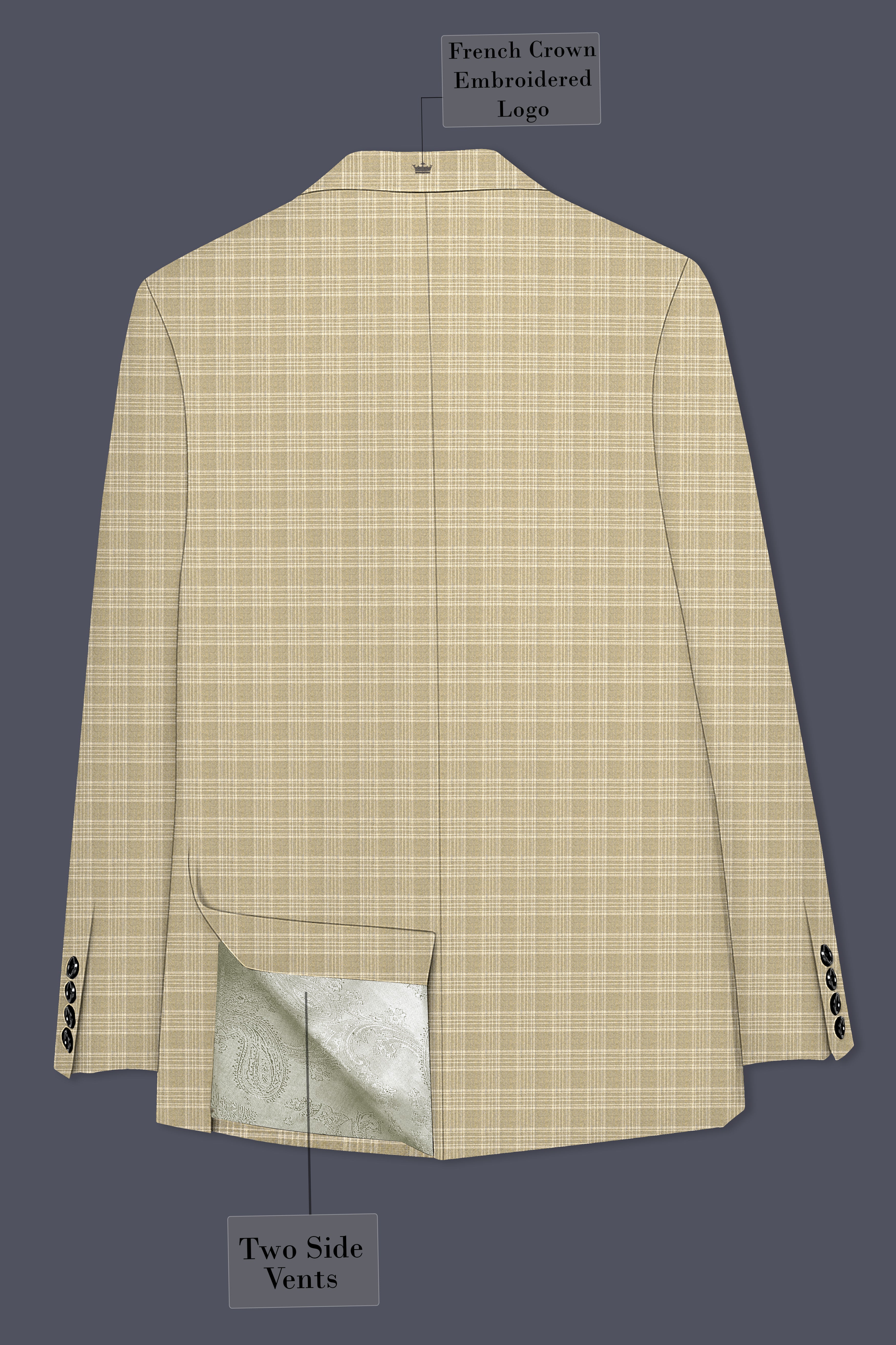 Oyster Brown Plaid Wool Rich Blazer