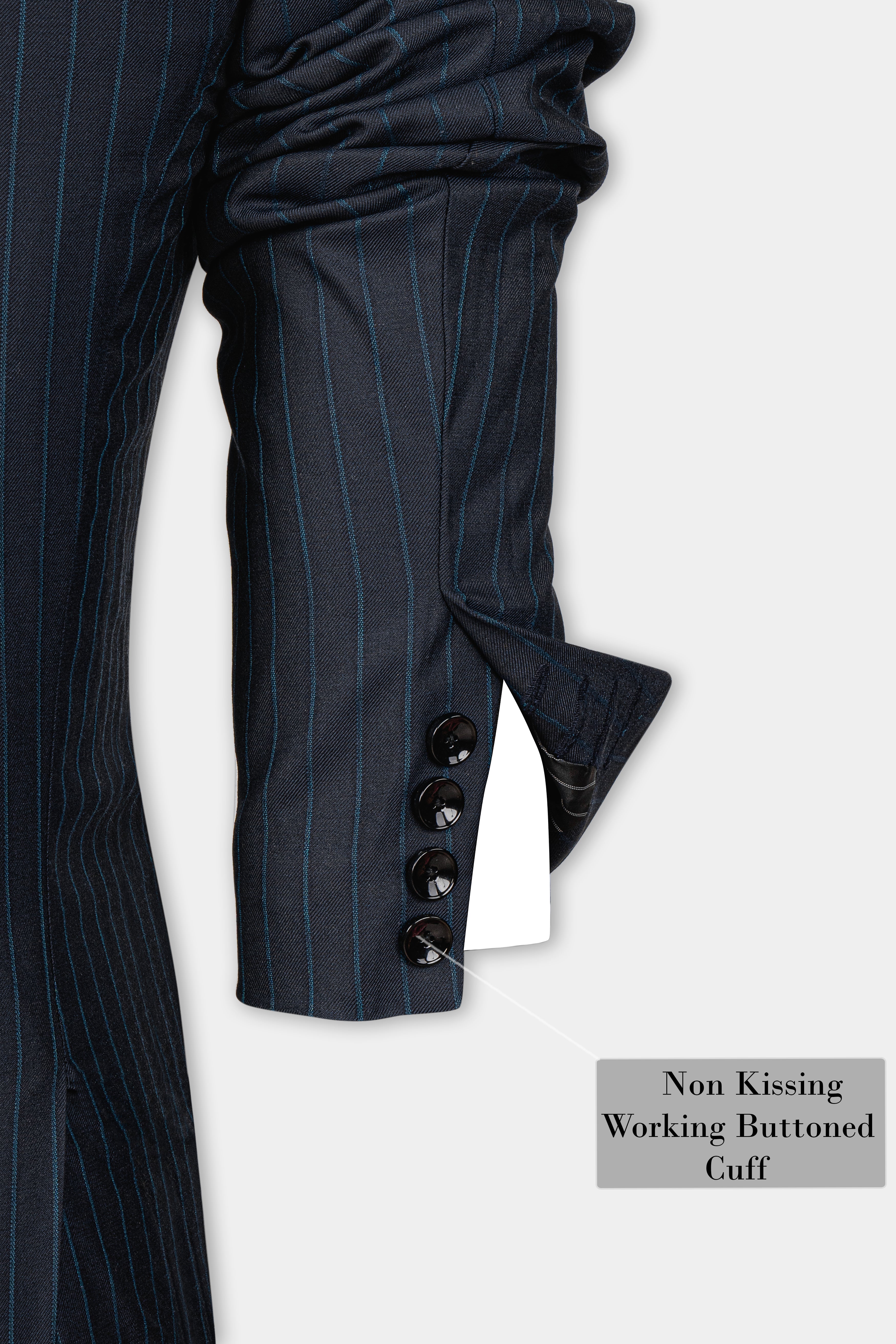 Firefly Blue Striped Wool Rich Blazer