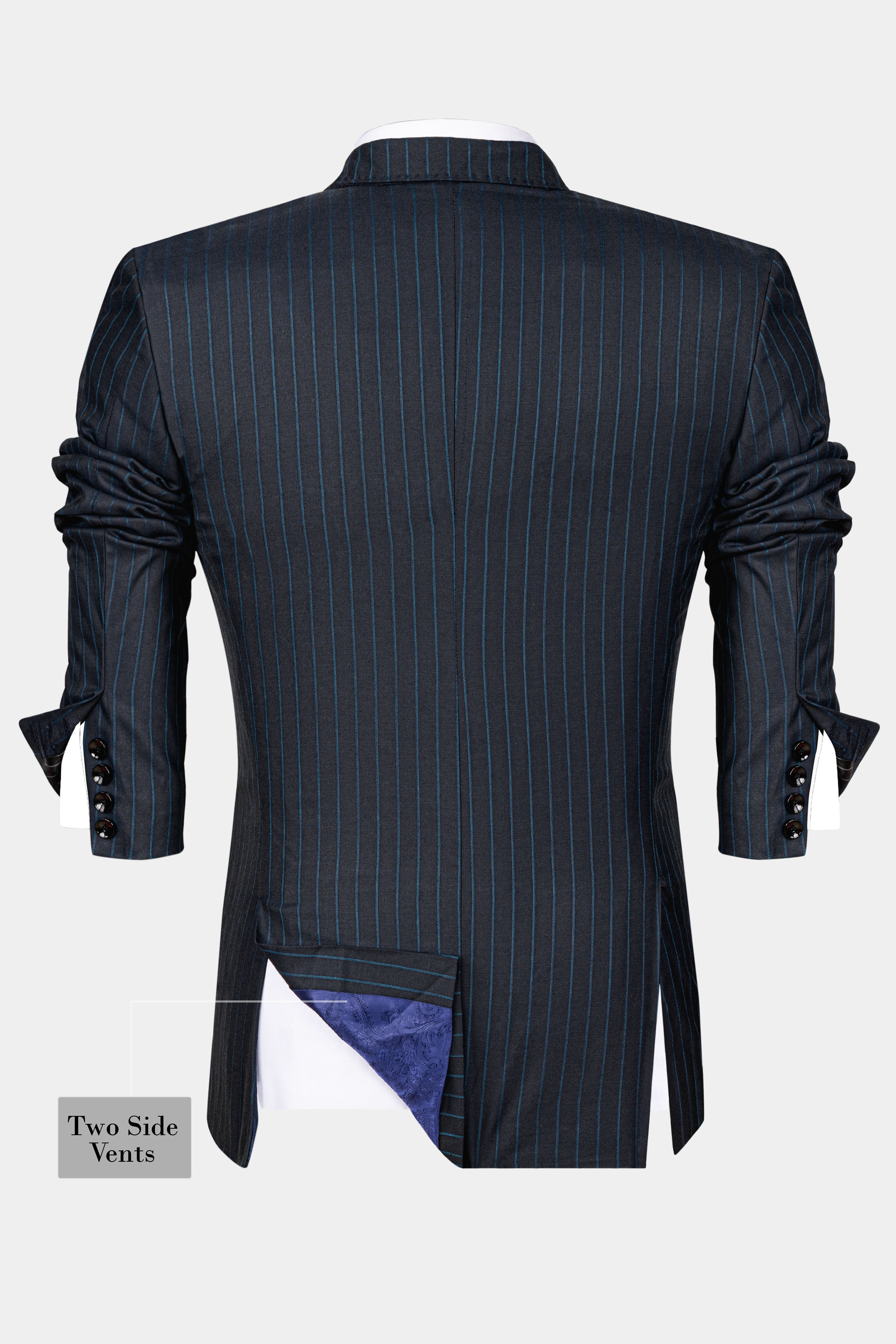 Firefly Blue Striped Wool Rich Blazer