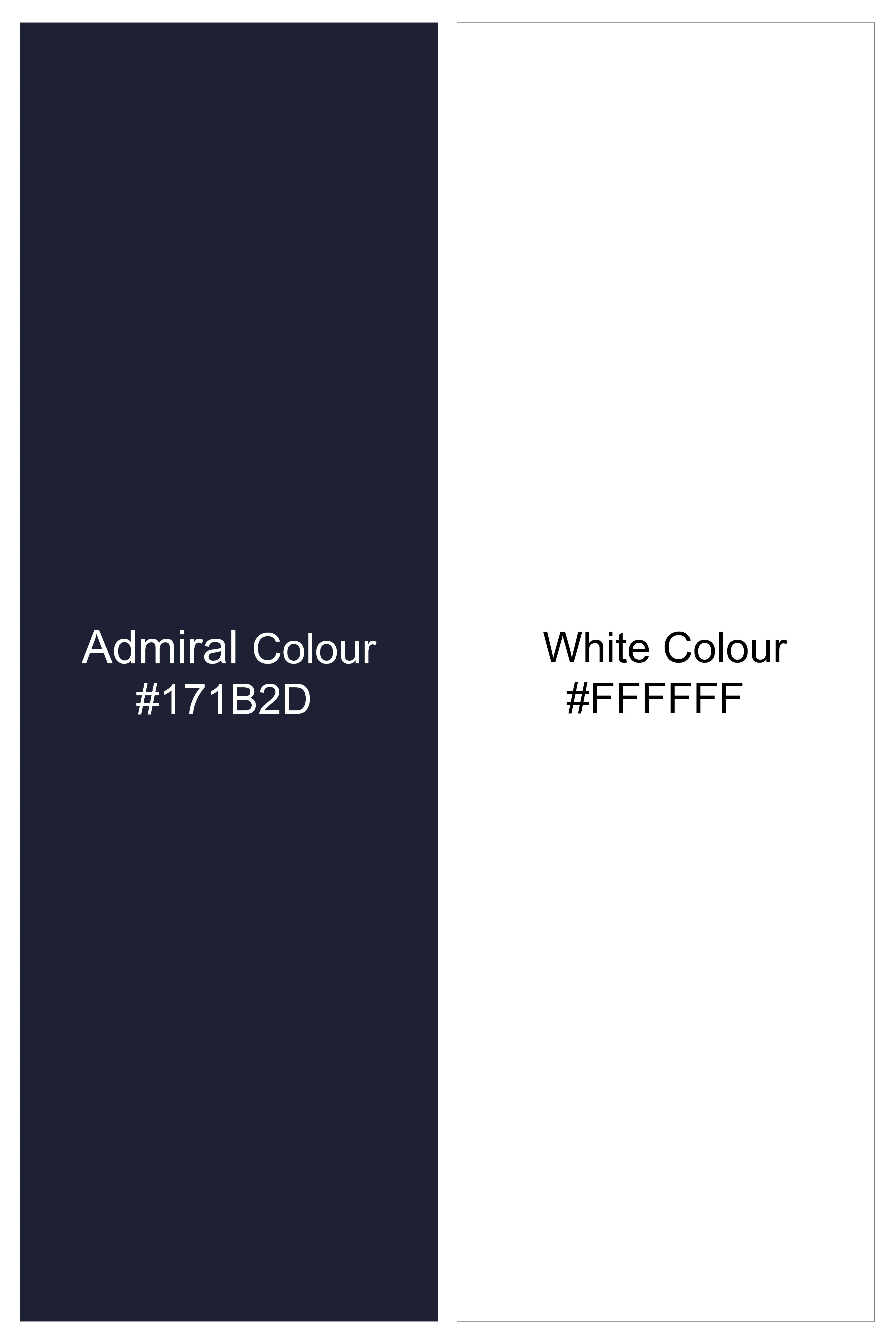 Admiral Blue and White Windowpane Wool Rich Cross Placket Bandhgala Blazer