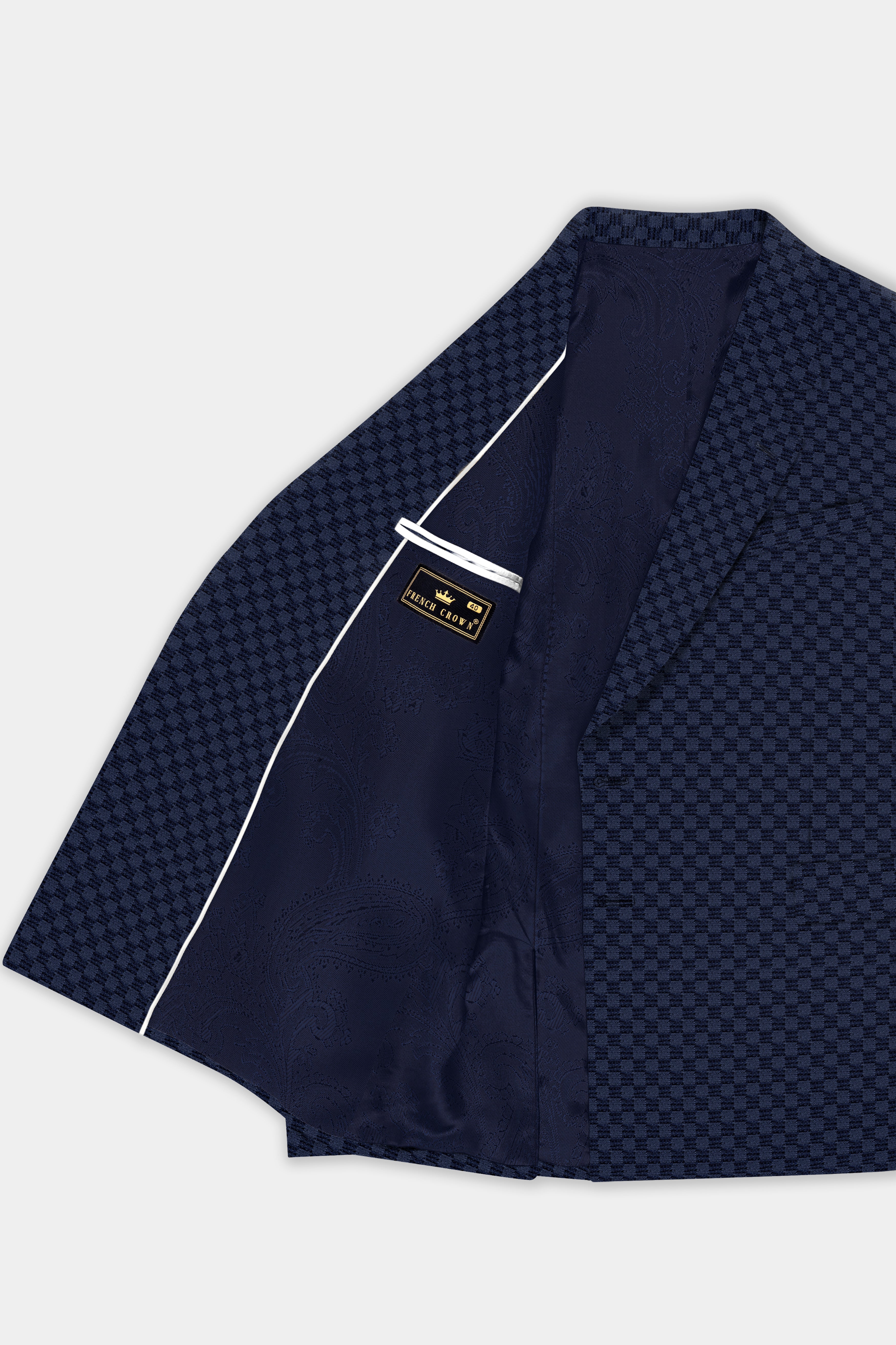 Midnight Blue Textured Single Breasted Blazer BL3338-SB-36, BL3338-SB-38, BL3338-SB-40, BL3338-SB-42, BL3338-SB-44, BL3338-SB-46, BL3338-SB-48, BL3338-SB-50, BL3338-SB-52, BL3338-SB-54, BL3338-SB-56, BL3338-SB-58, BL3338-SB-60