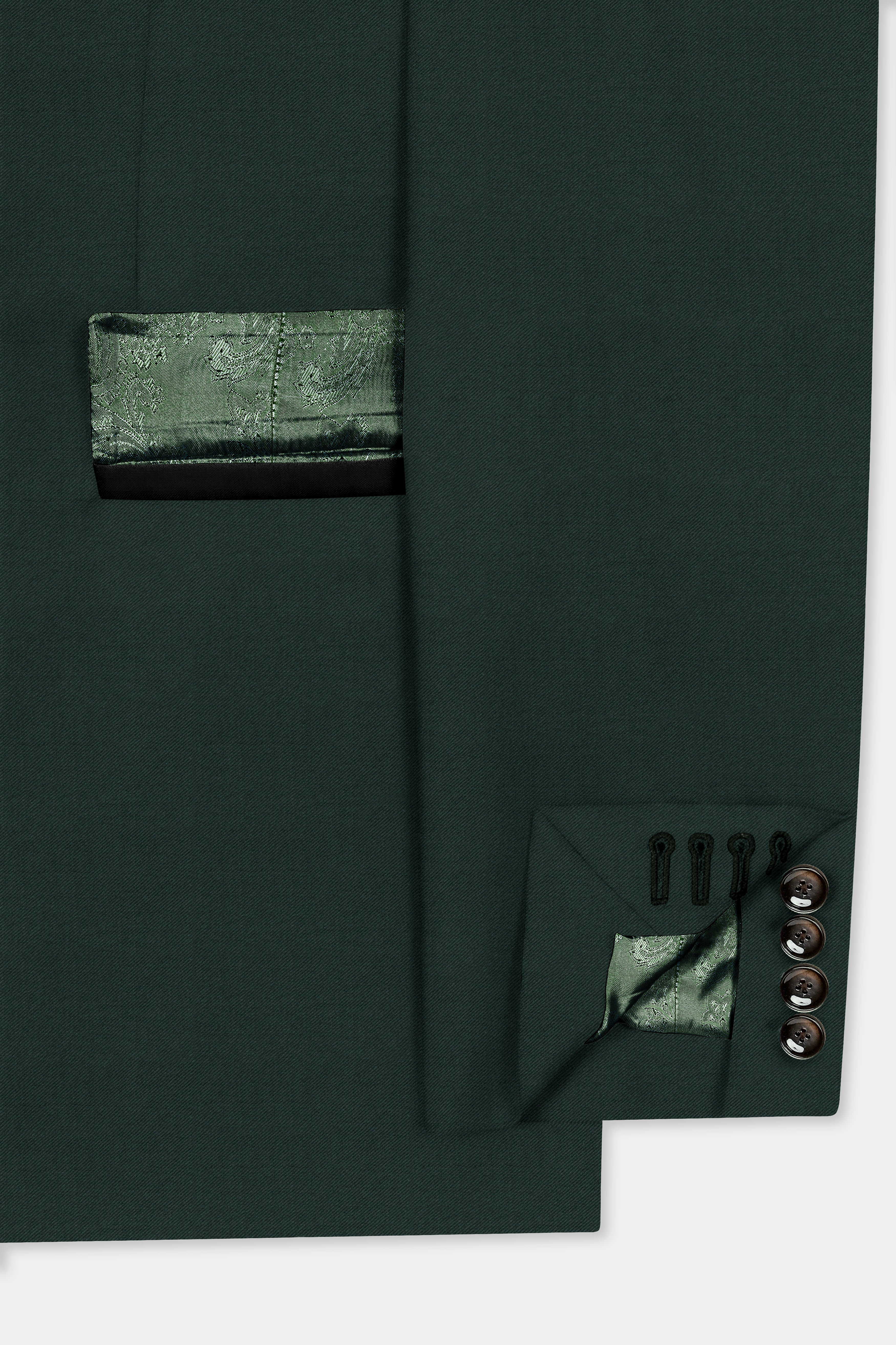 Celtic Green Wool Rich Peak Collar Tuxedo Blazer