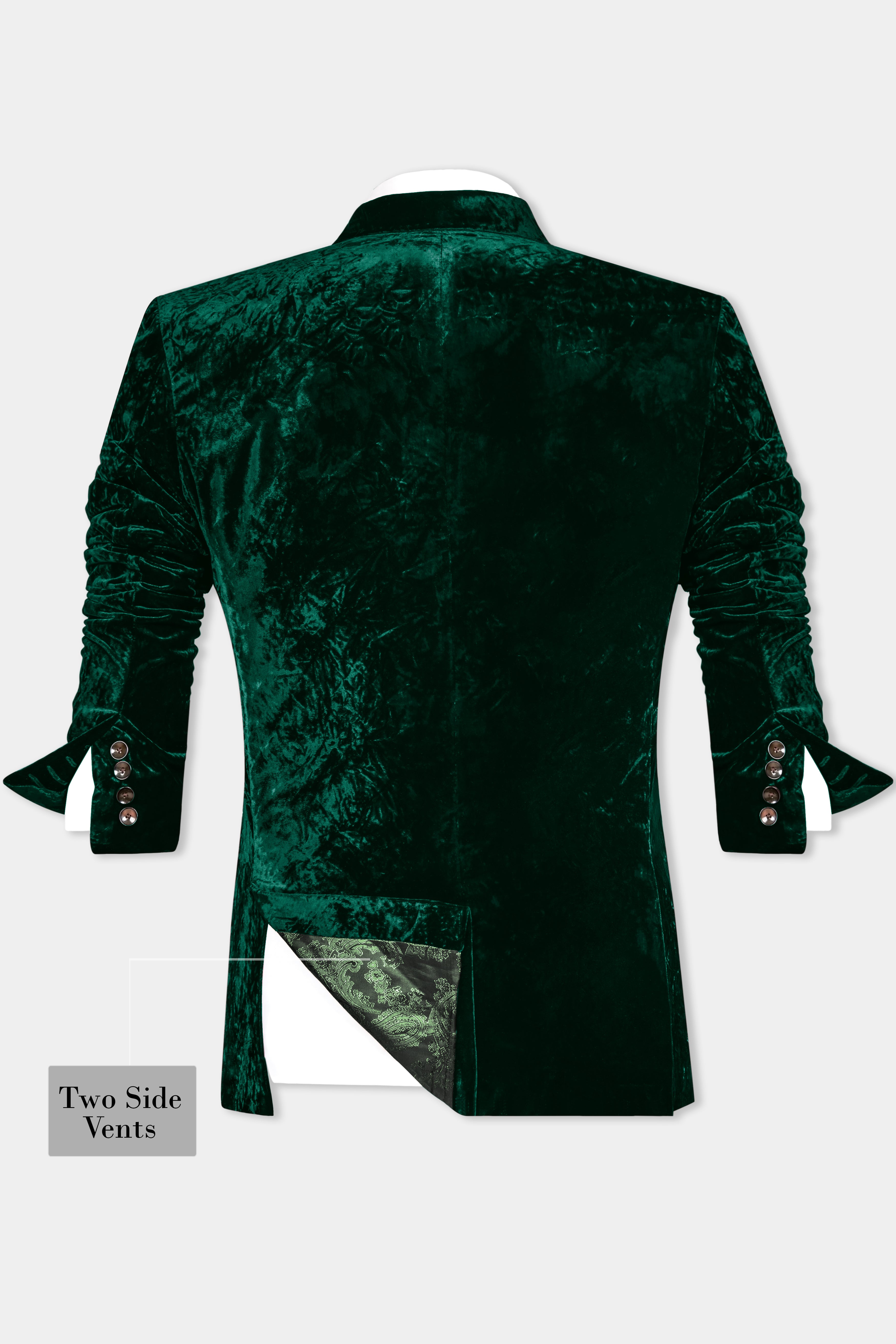 Sacramento Green Double Breasted Crushed Velvet Blazer