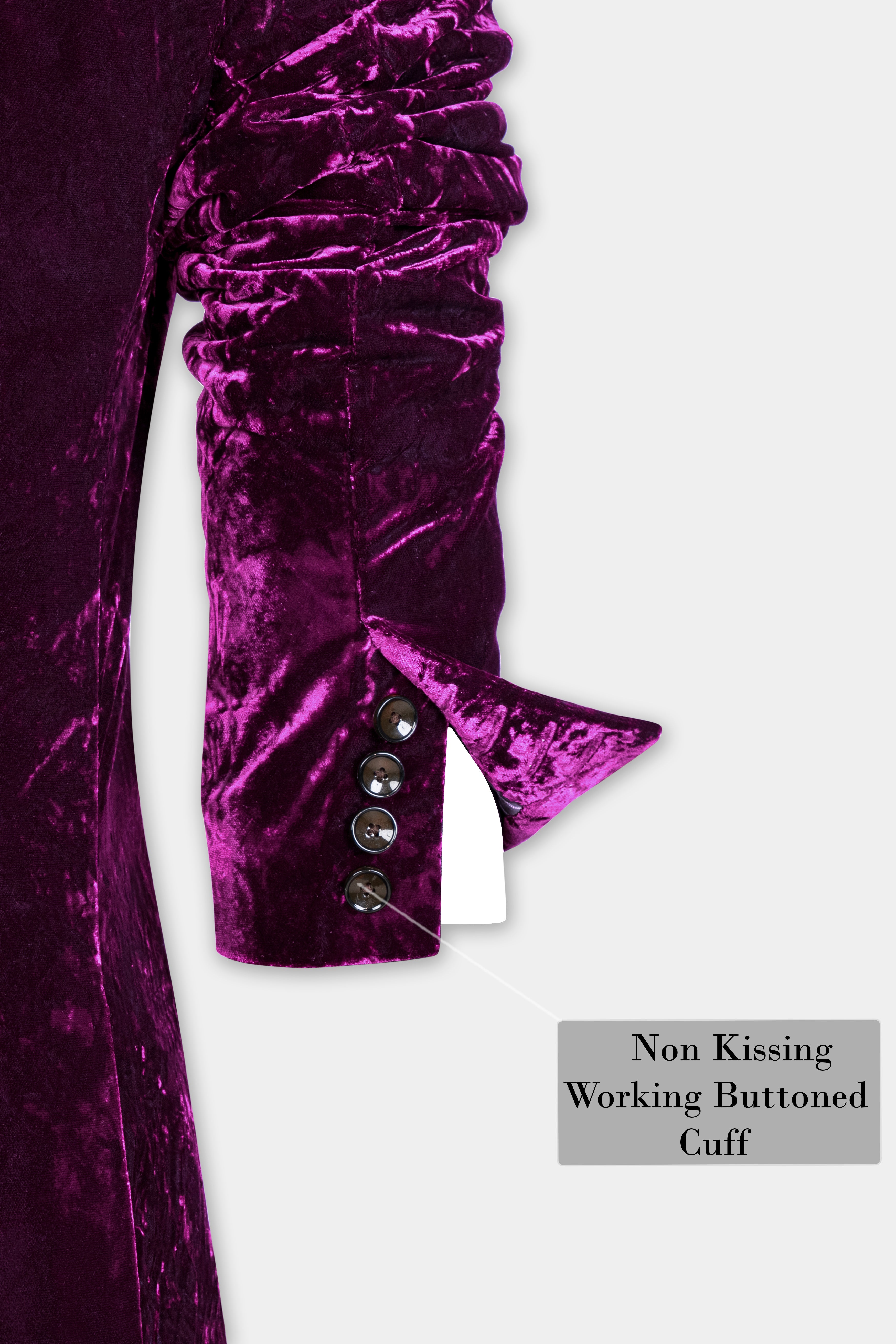 Melanzane Purple Double Breasted Crushed Velvet Blazer