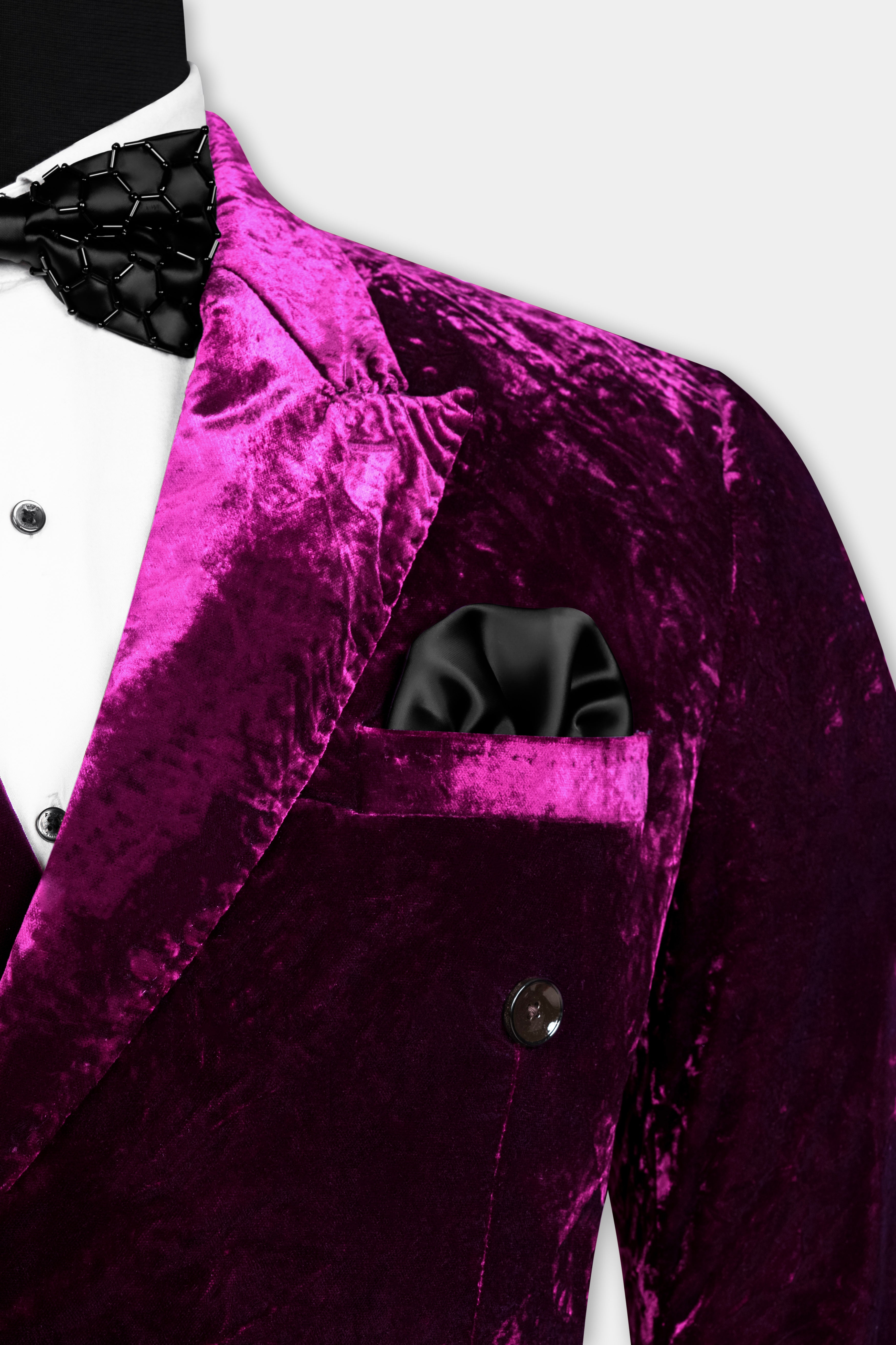 Melanzane Purple Double Breasted Crushed Velvet Blazer