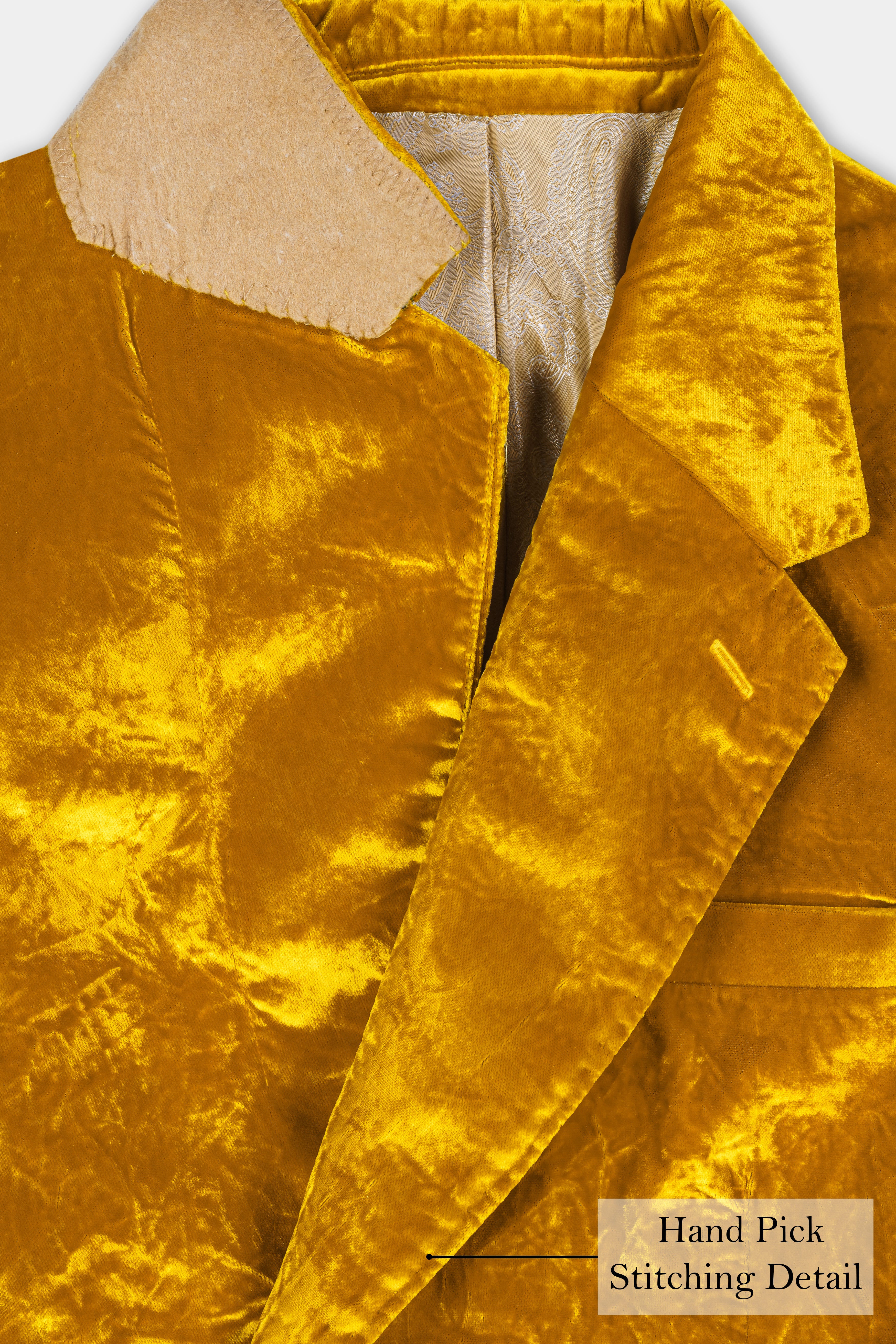 Gamboge Yellow Crushed Velvet Blazer