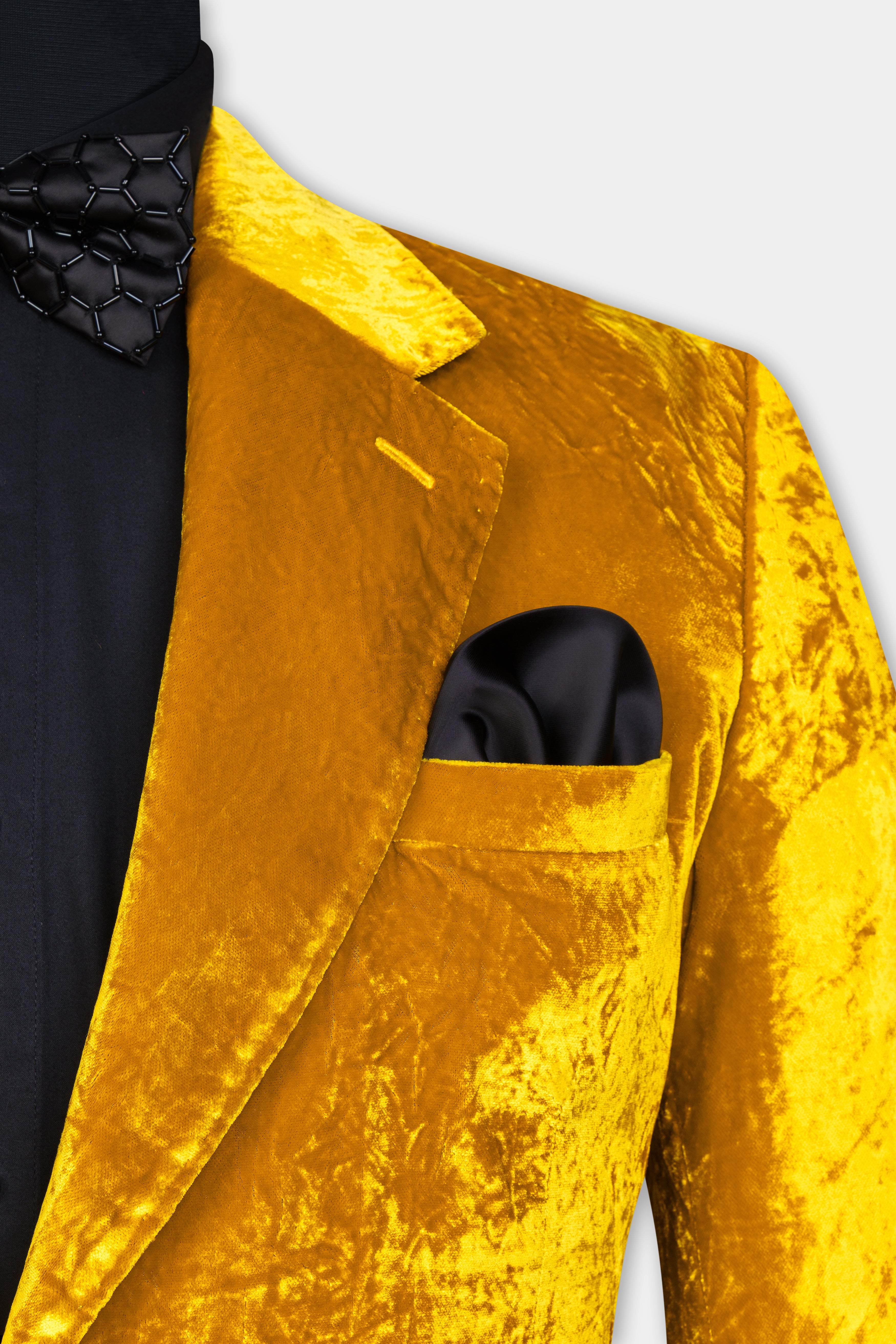 Gamboge Yellow Crushed Velvet Blazer