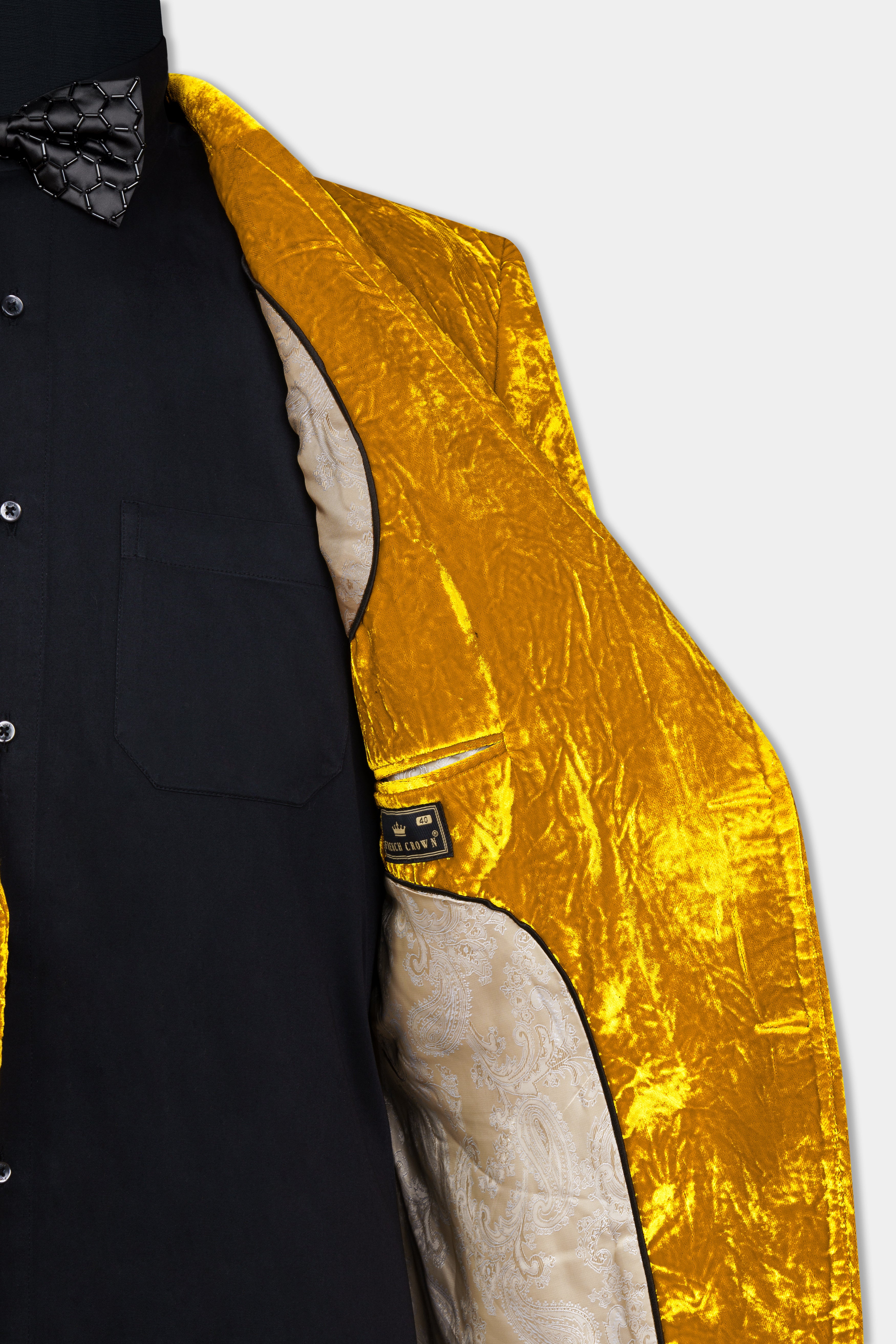 Gamboge Yellow Crushed Velvet Blazer