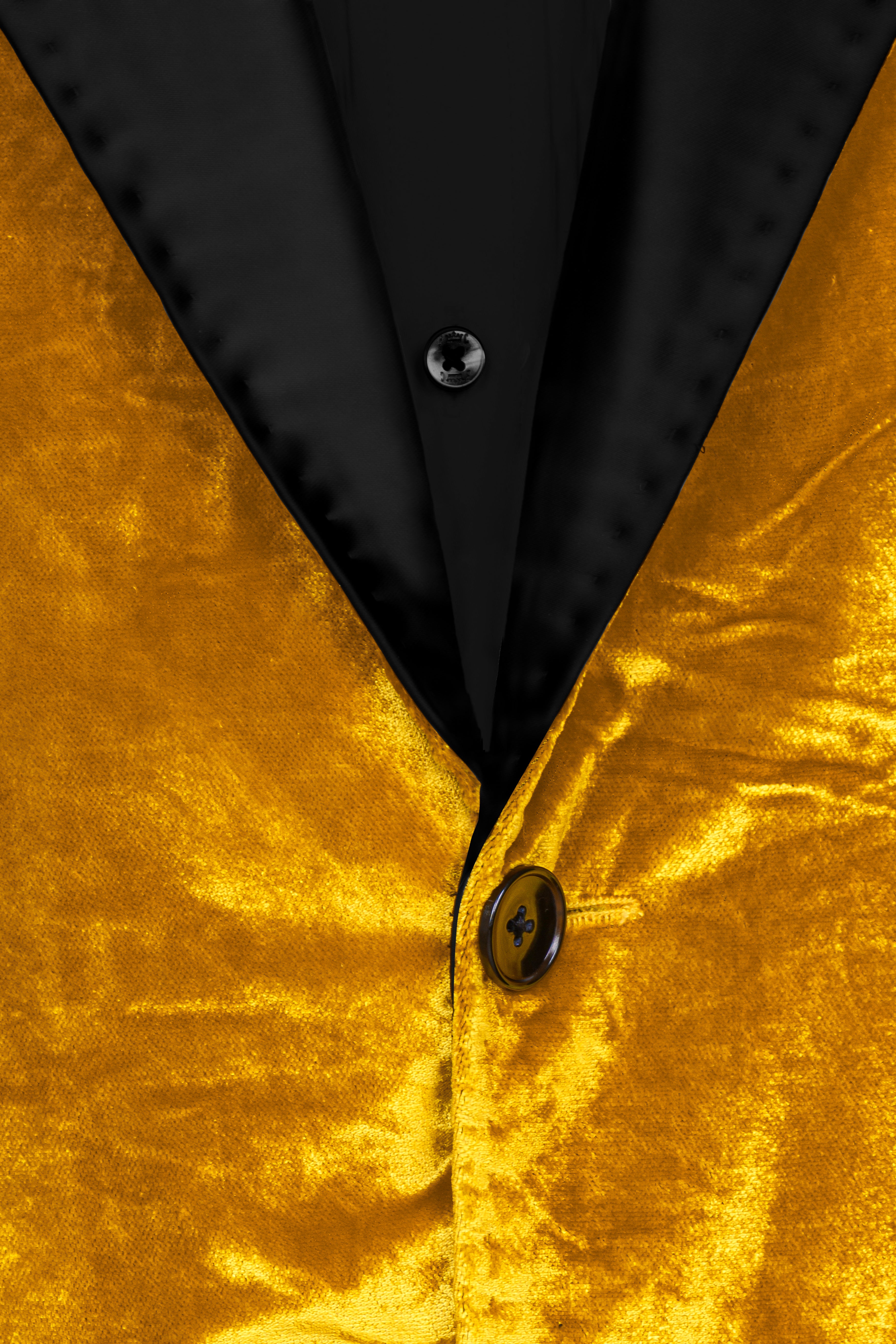 Gamboge Yellow Crushed Velvet Tuxedo Blazer