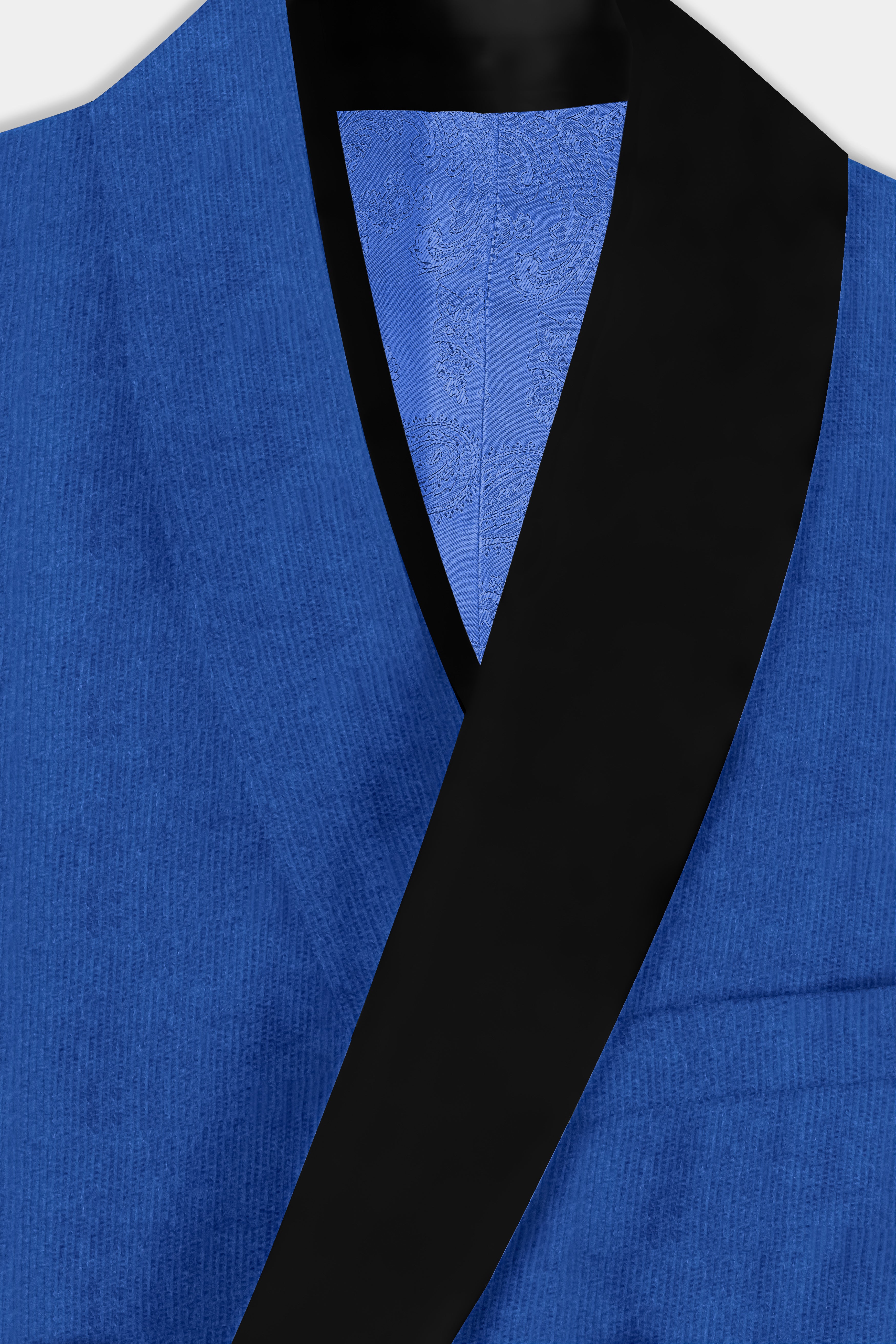 Cobalt Blue Textured Corduroy Premium Cotton Designer Tuxedo Blazer