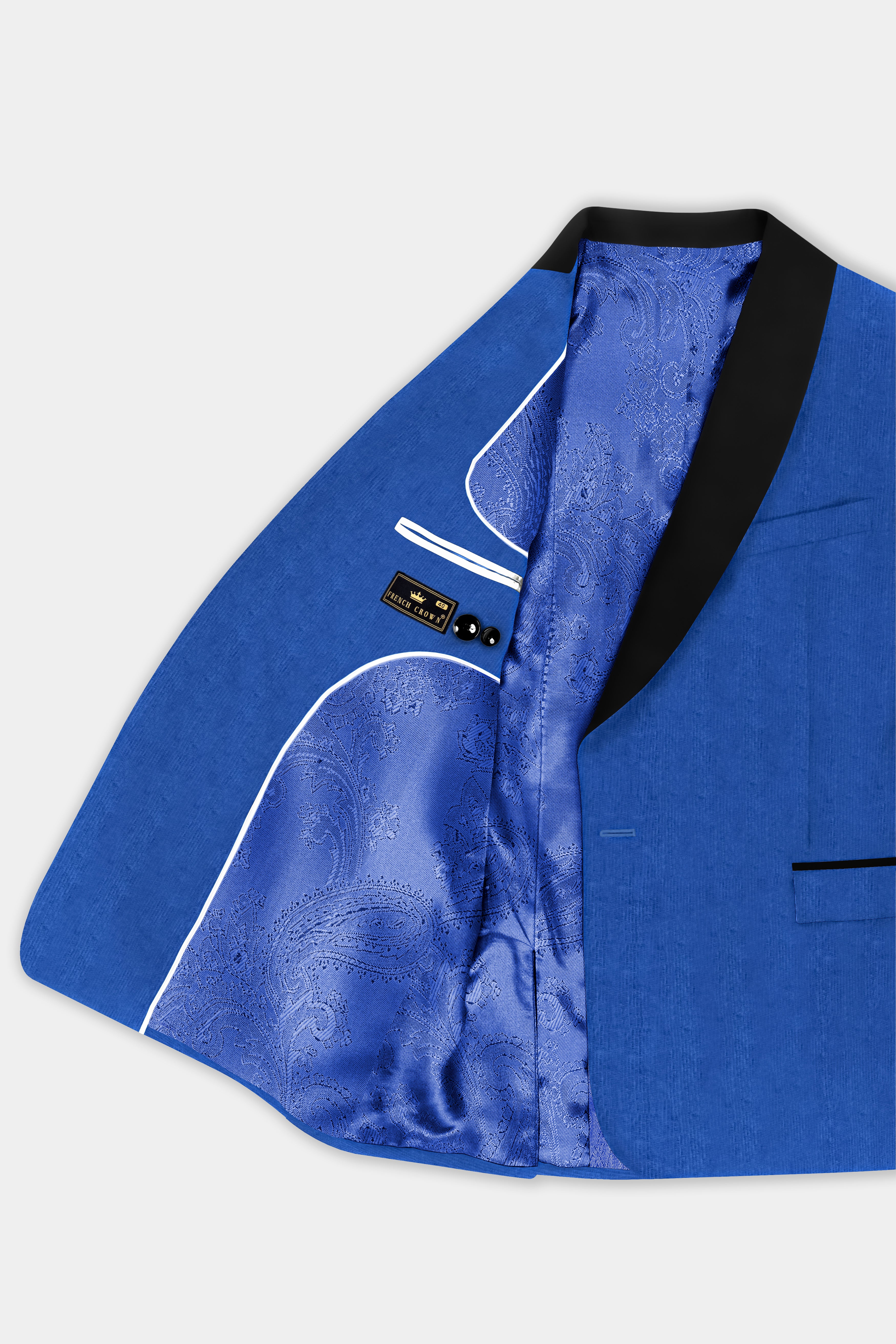 Cobalt Blue Textured Corduroy Premium Cotton Designer Tuxedo Blazer