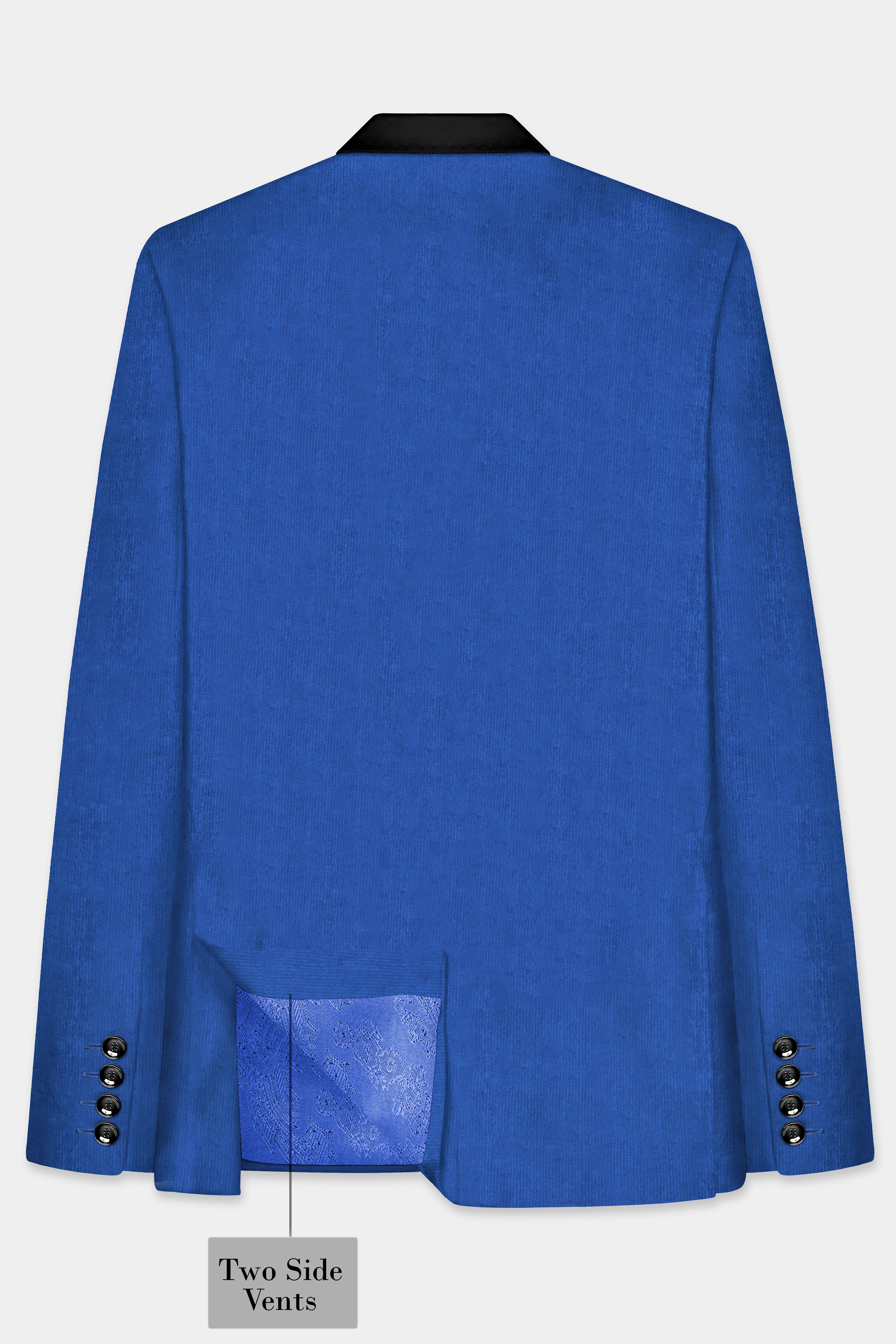 Cobalt Blue Textured Corduroy Premium Cotton Designer Tuxedo Blazer