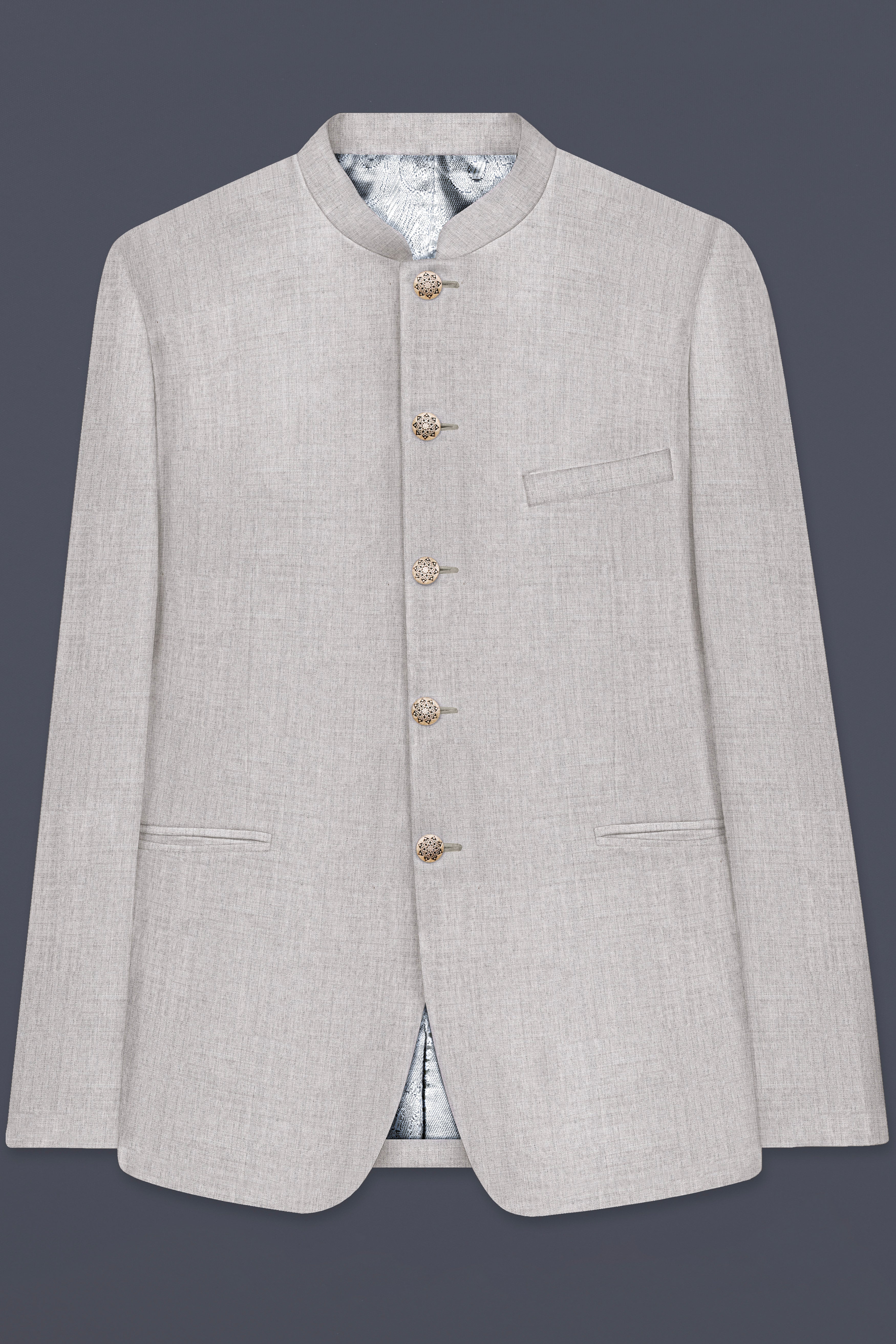 Martini Cream Textured Wool Rich Bandhgala Blazer