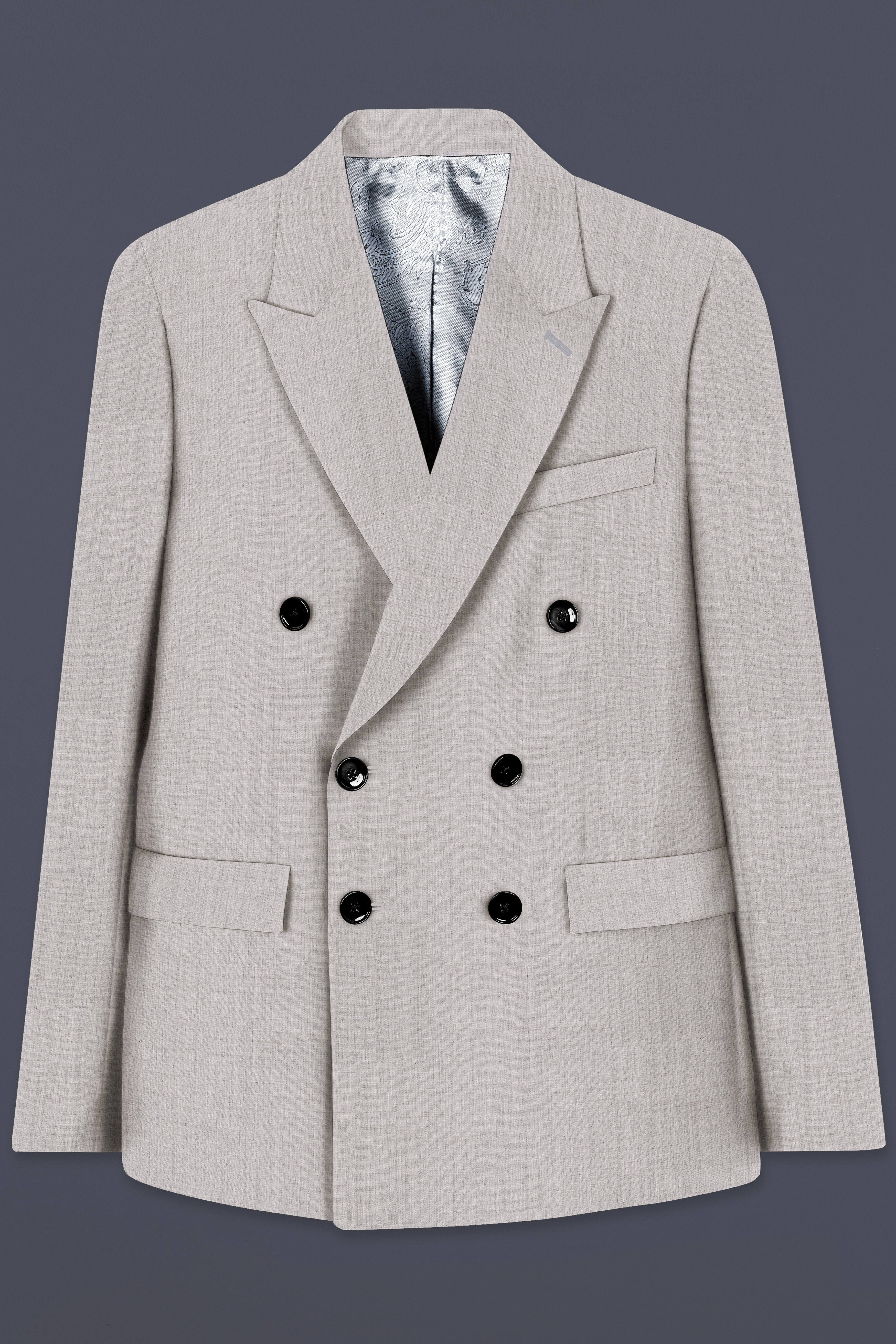 Martini Cream Textured Wool Rich Double Breasted Blazer