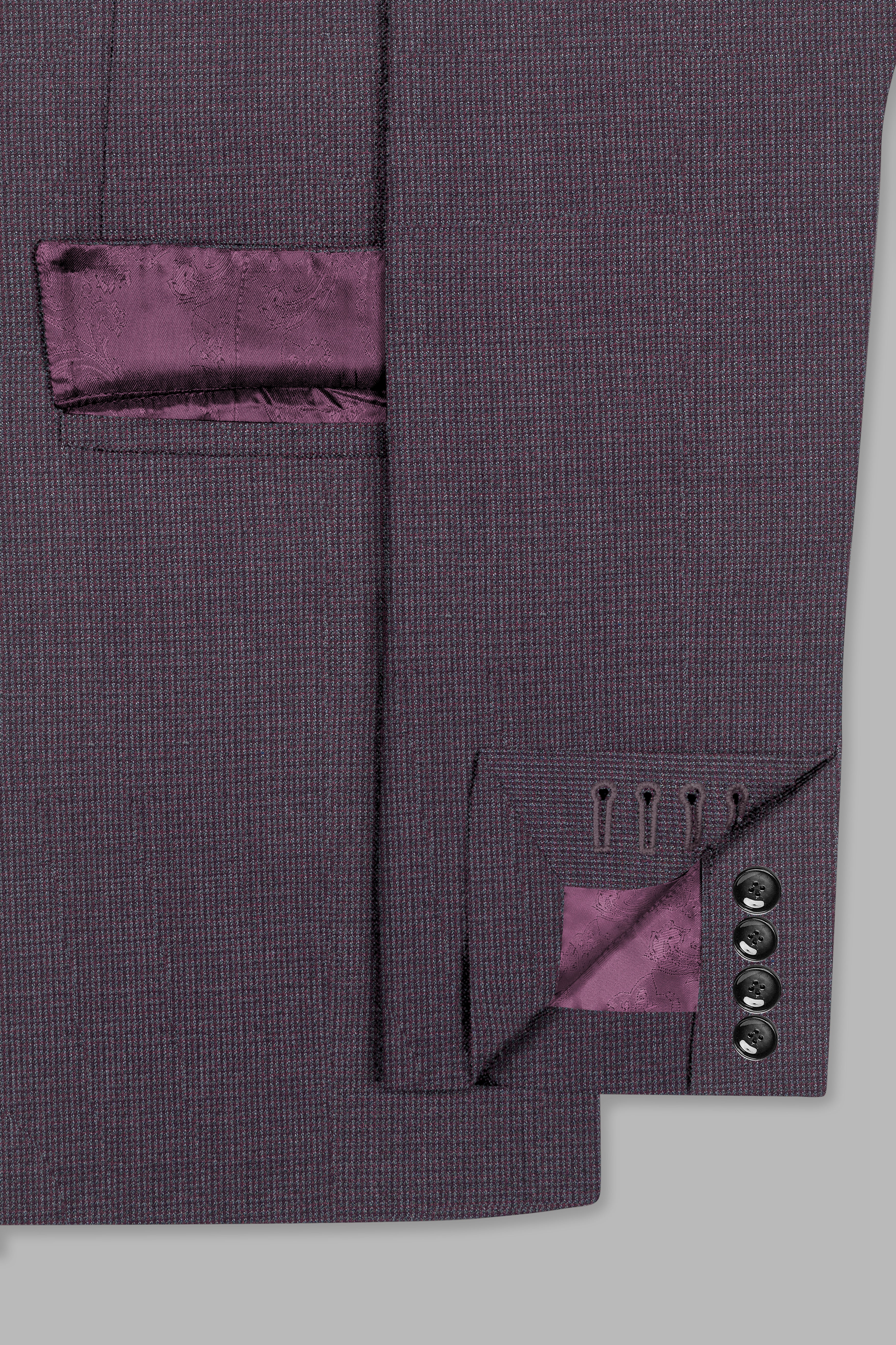 Thunder Purple Textured Wool Rich Double Breasted Suit