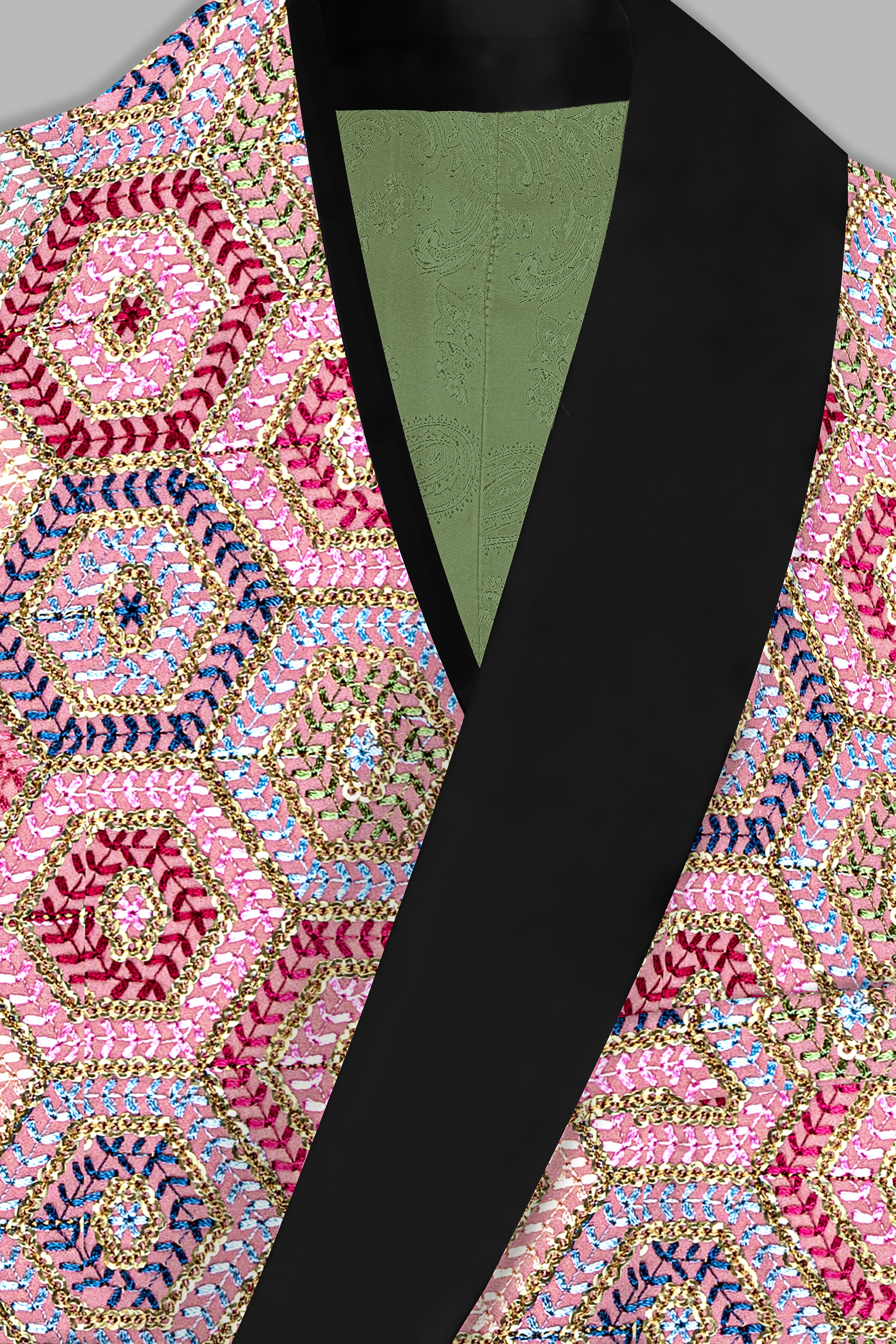 Radical Pink and Rhino Blue Multicolour Thread and Sequin Embroidered Tuxedo Blazer BL3693-BKL-36, BL3693-BKL-38, BL3693-BKL-40, BL3693-BKL-42, BL3693-BKL-44, BL3693-BKL-46, BL3693-BKL-48, BL3693-BKL-50, BL3693-BKL-52, BL3693-BKL-54, BL3693-BKL-56, BL3693-BKL-58, BL3693-BKL-60