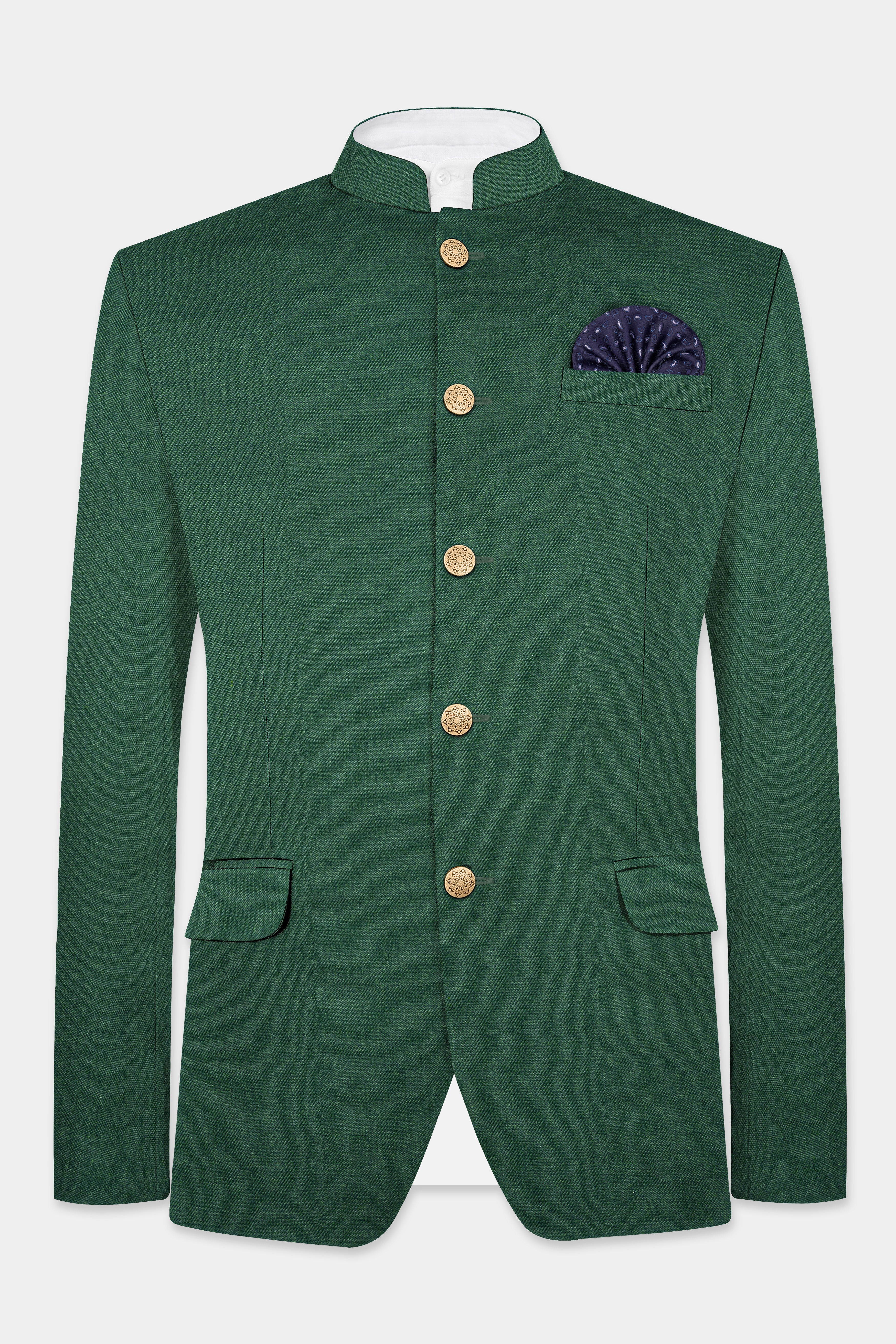 Plantation Green Tweed Bandhgala Blazer