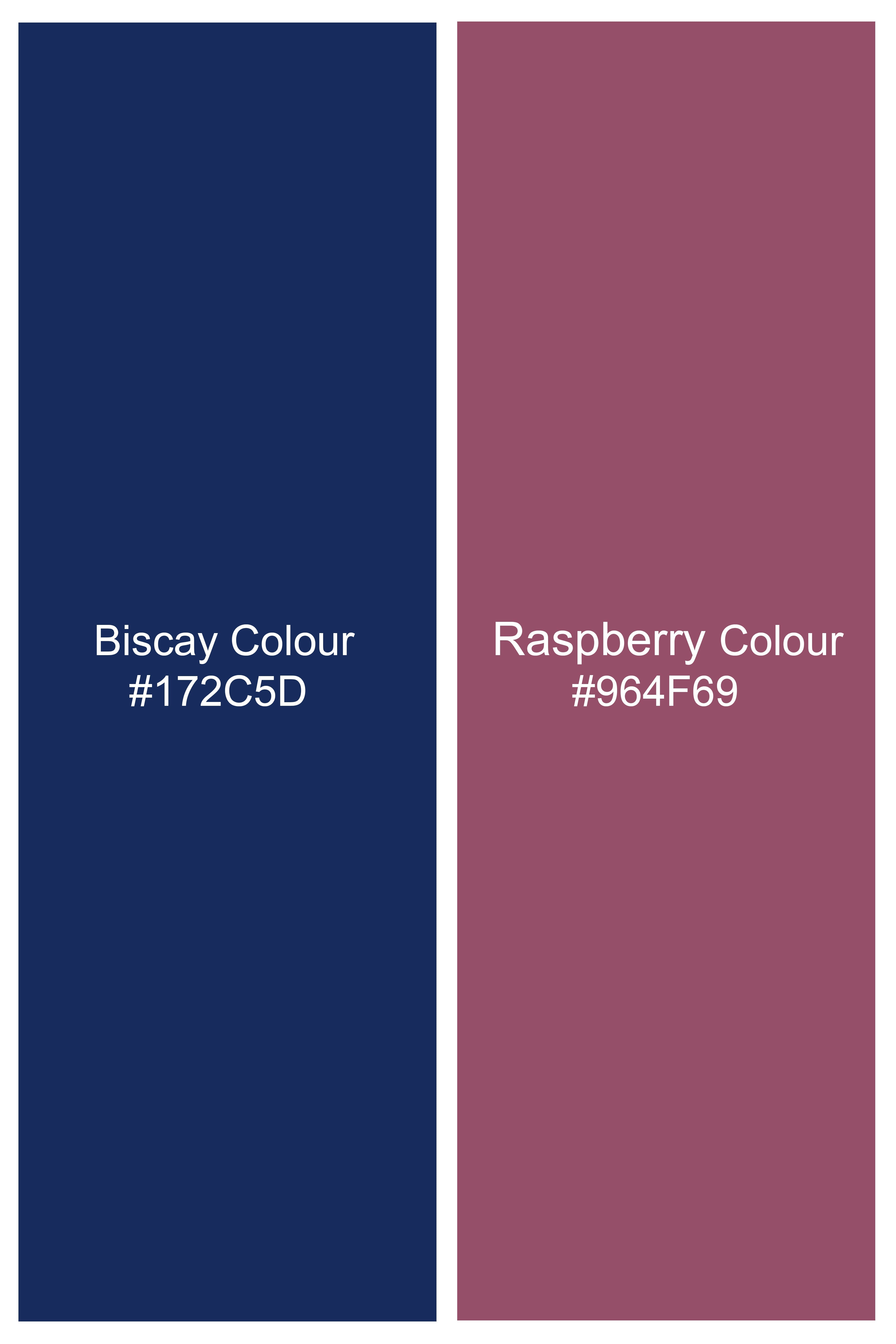 Biscay Blue with Raspberry Pink Windowpane Wool Blend Blazer