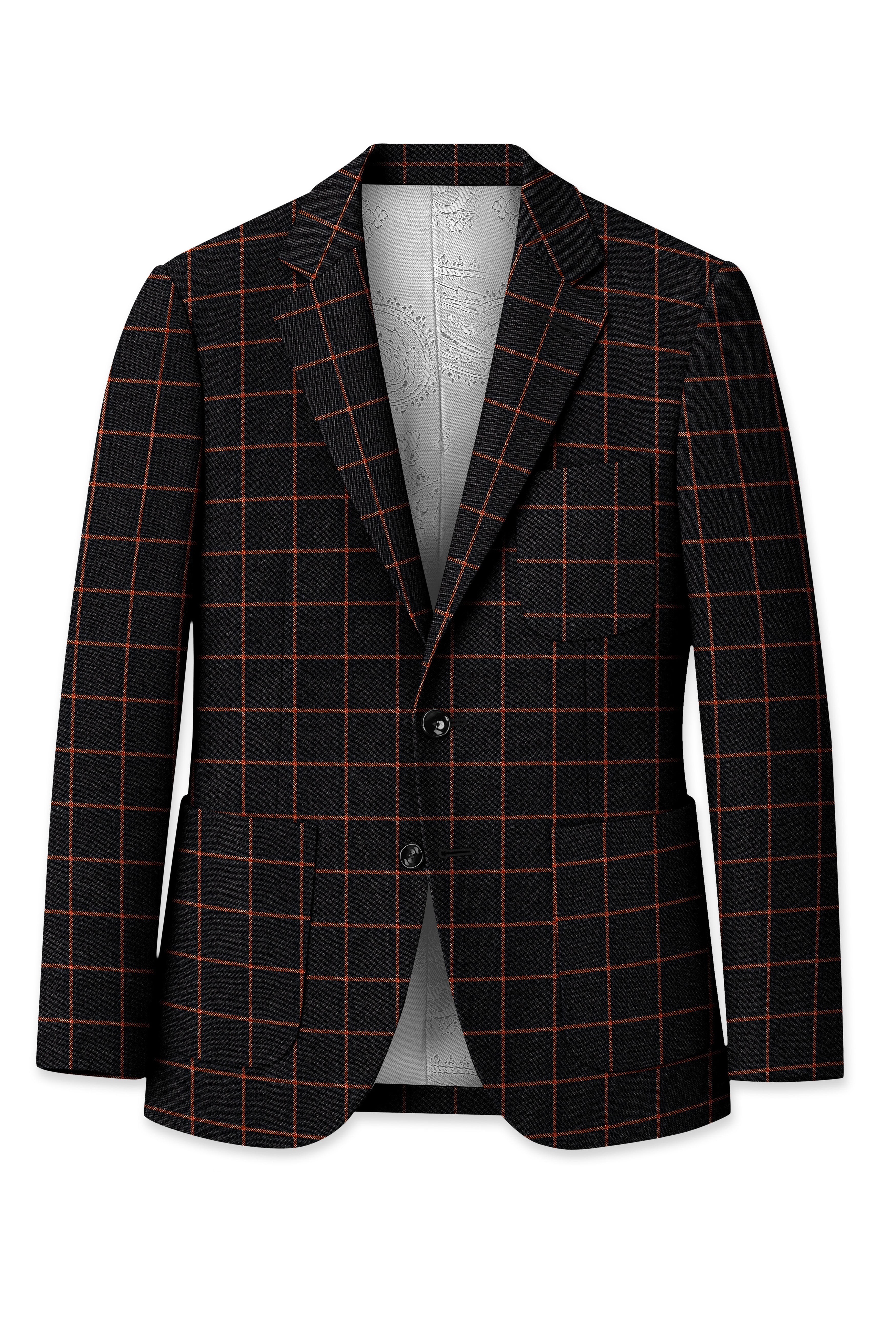 Jade Black with Potters Orange Windowpane Tweed Blazer