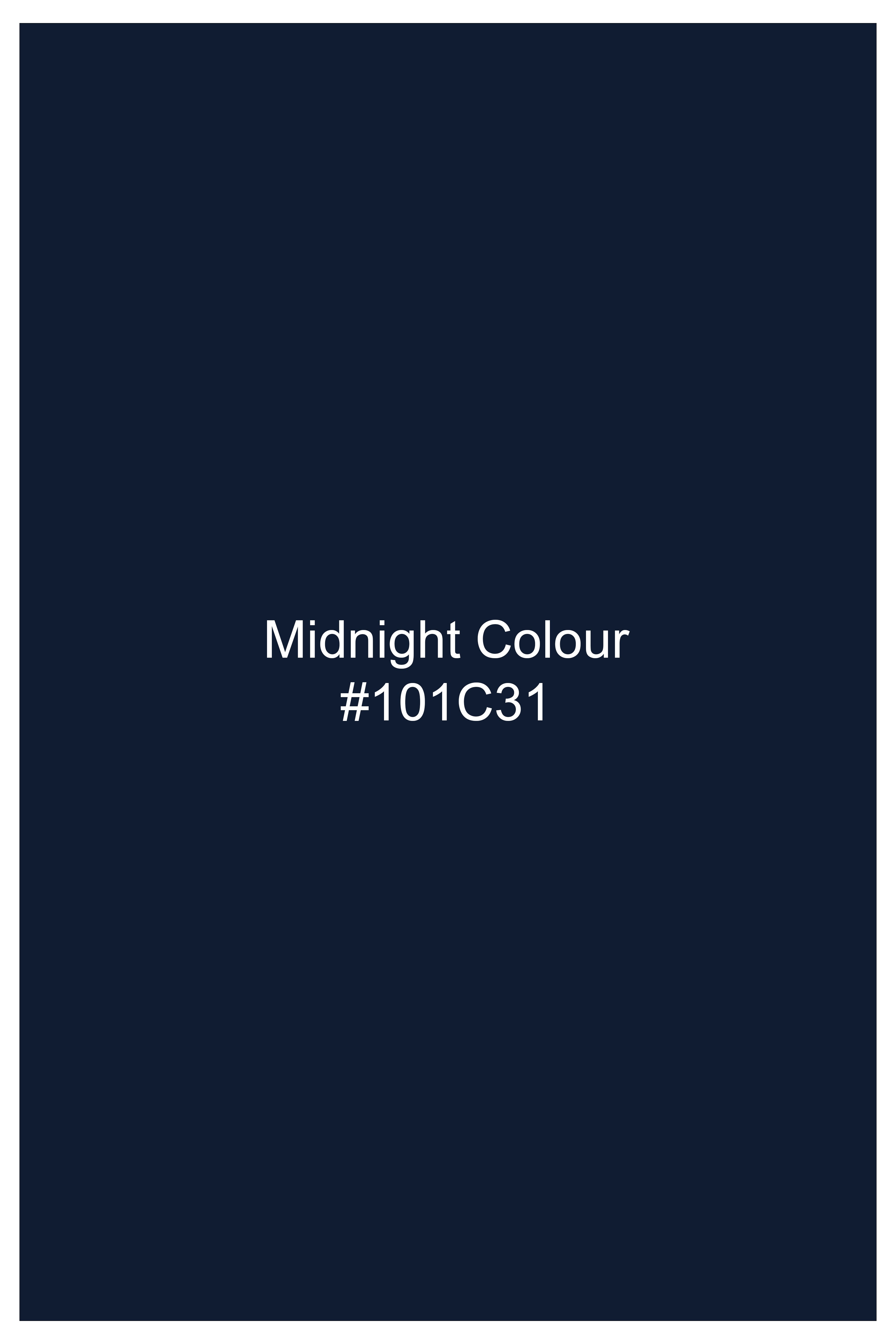 Midnight Blue Plaid Bandhgala Designer Blazer