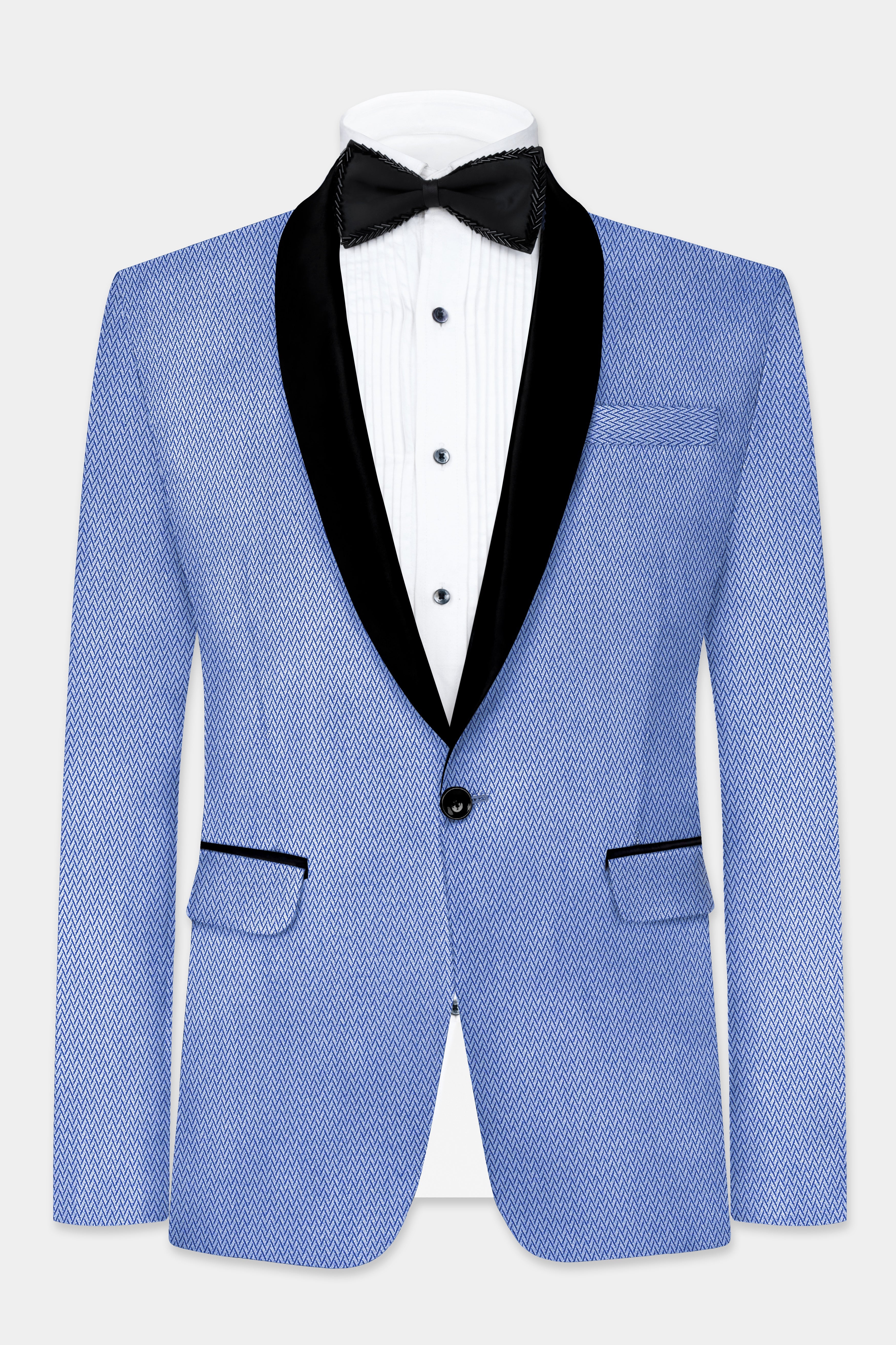 Carolina Blue Textured Tuxedo Blazer