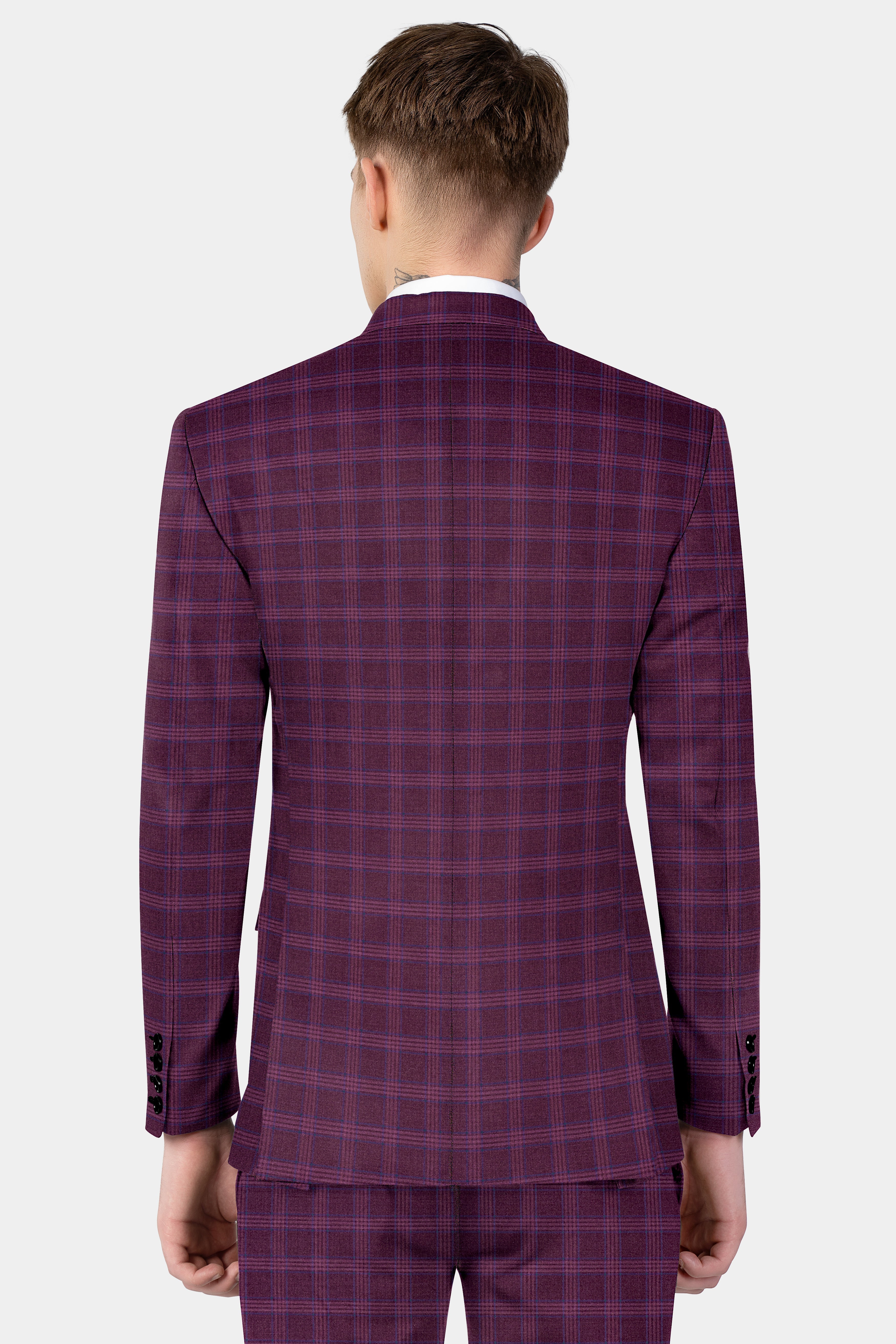 Eclipse Wine Plaid Double Breasted Blazer