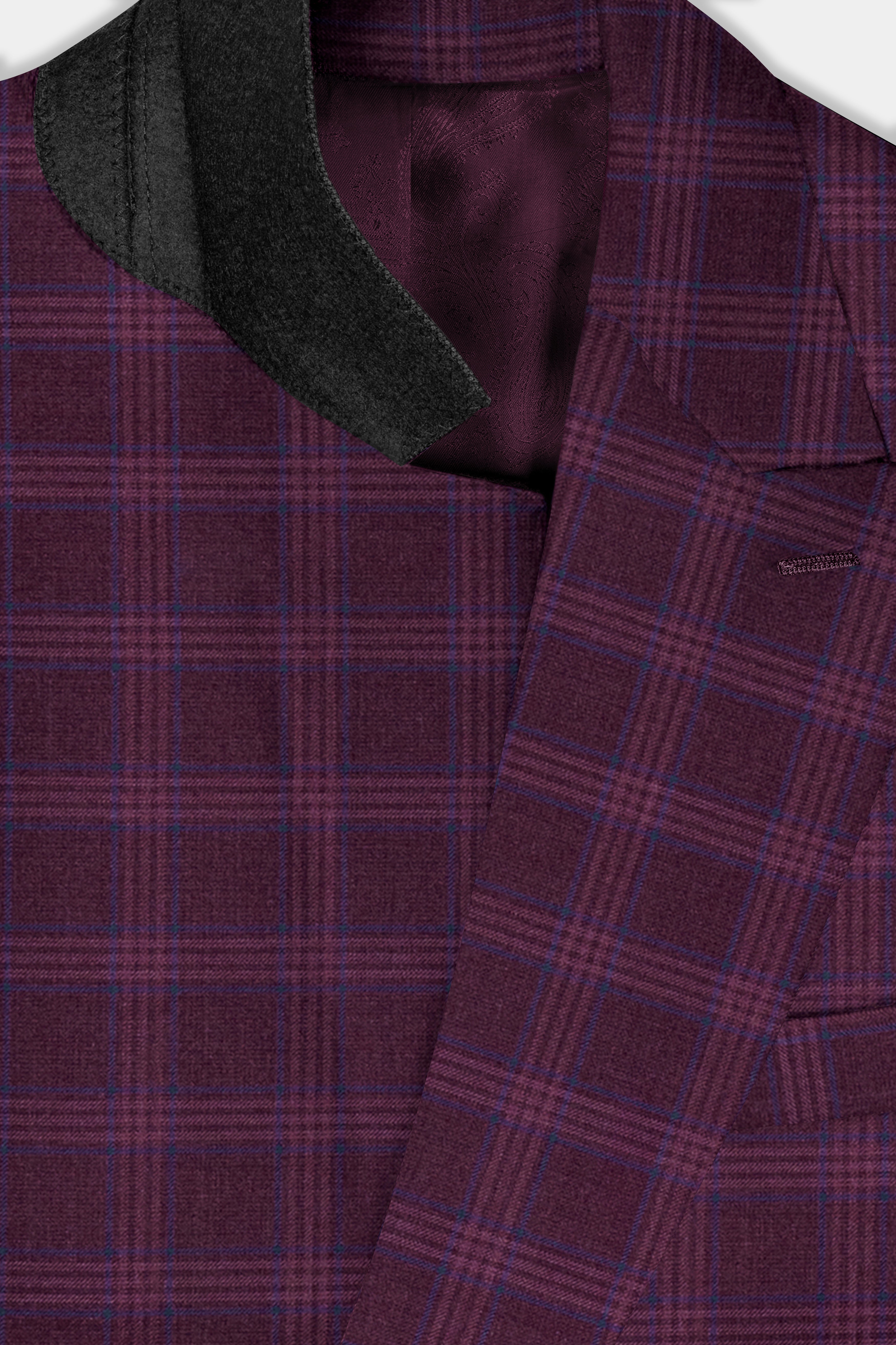 Eclipse Wine Plaid Double Breasted Blazer