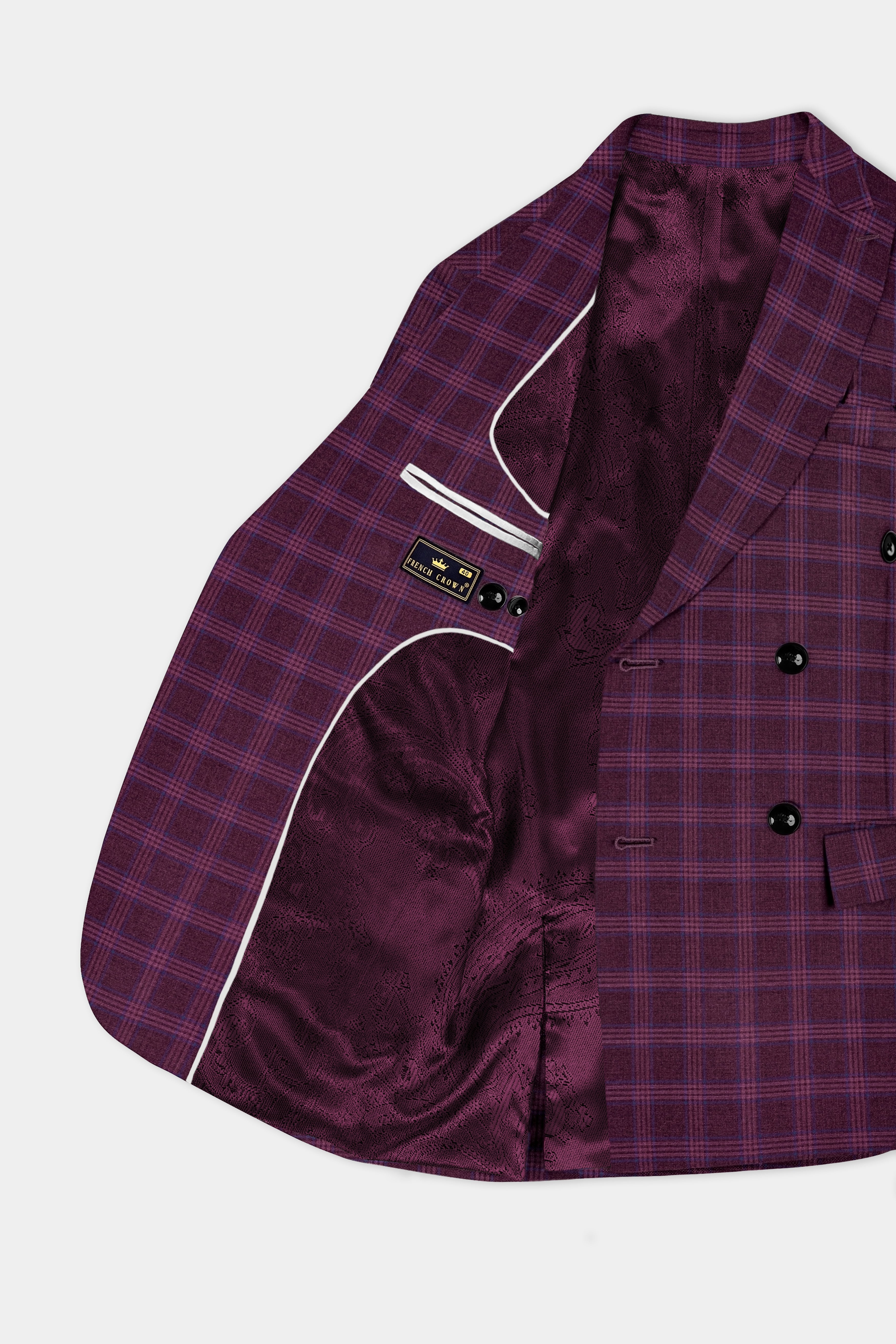 Eclipse Wine Plaid Double Breasted Blazer