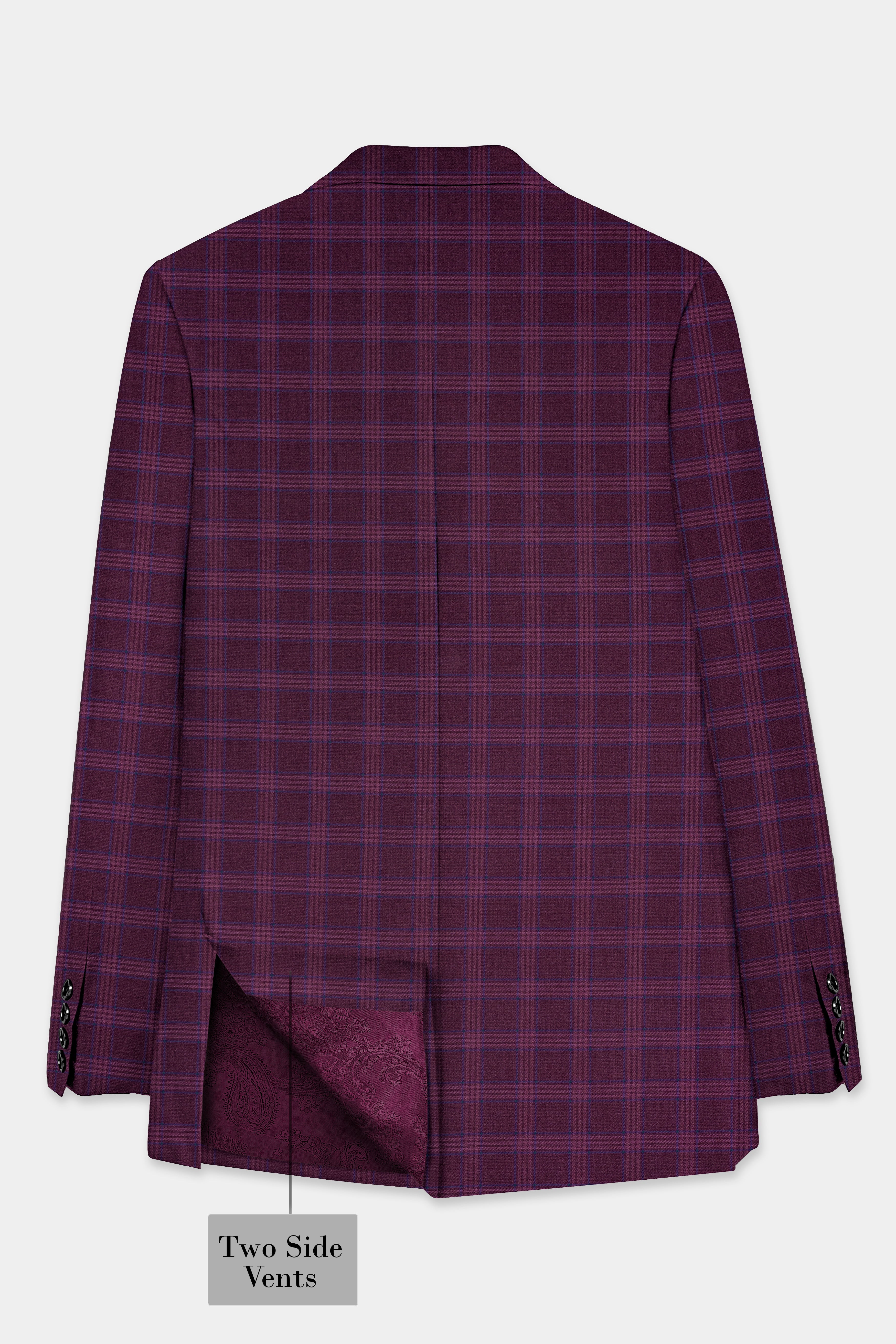 Eclipse Wine Plaid Double Breasted Blazer