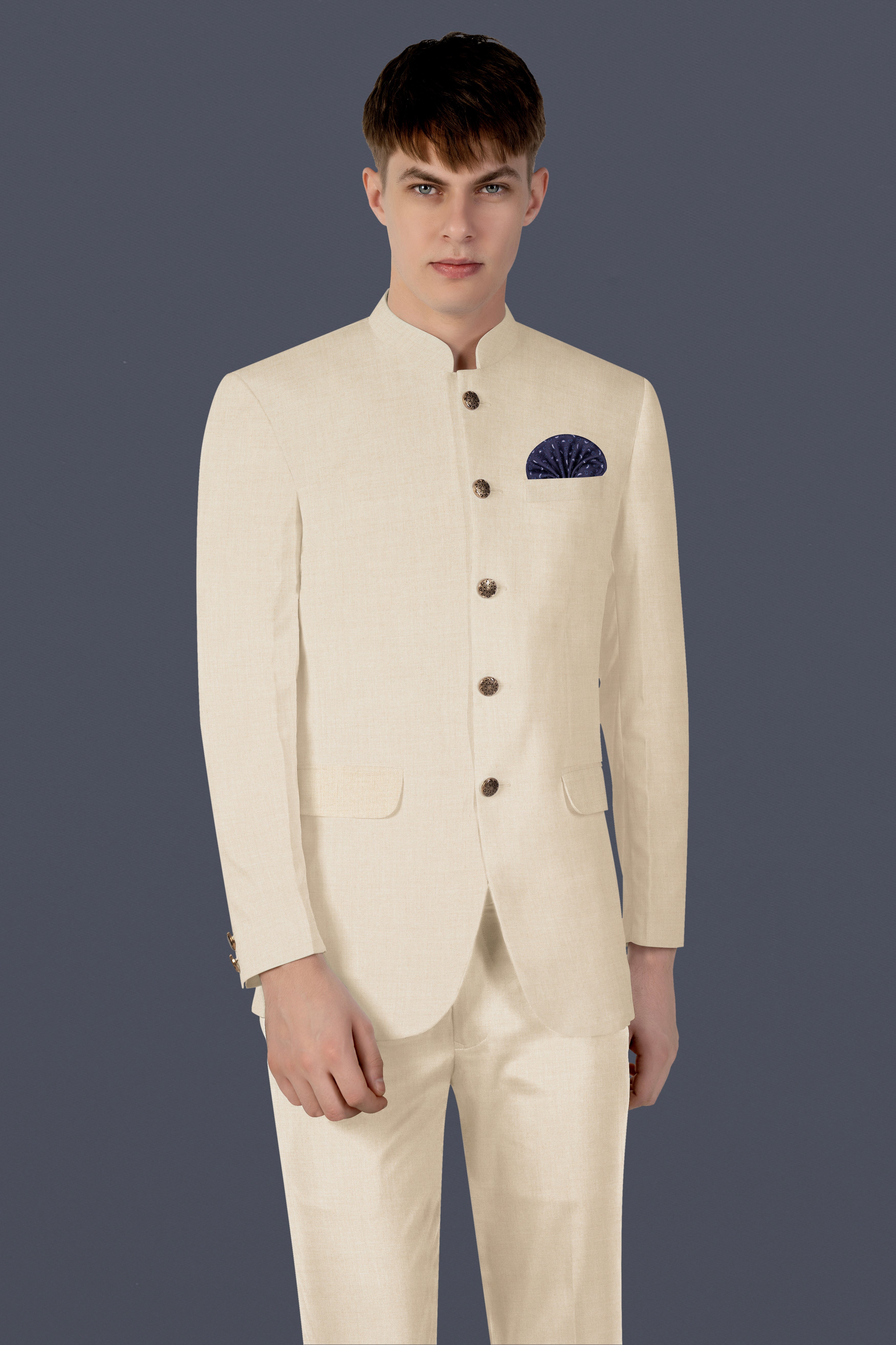 Mercury Cream Bandhgala Blazer