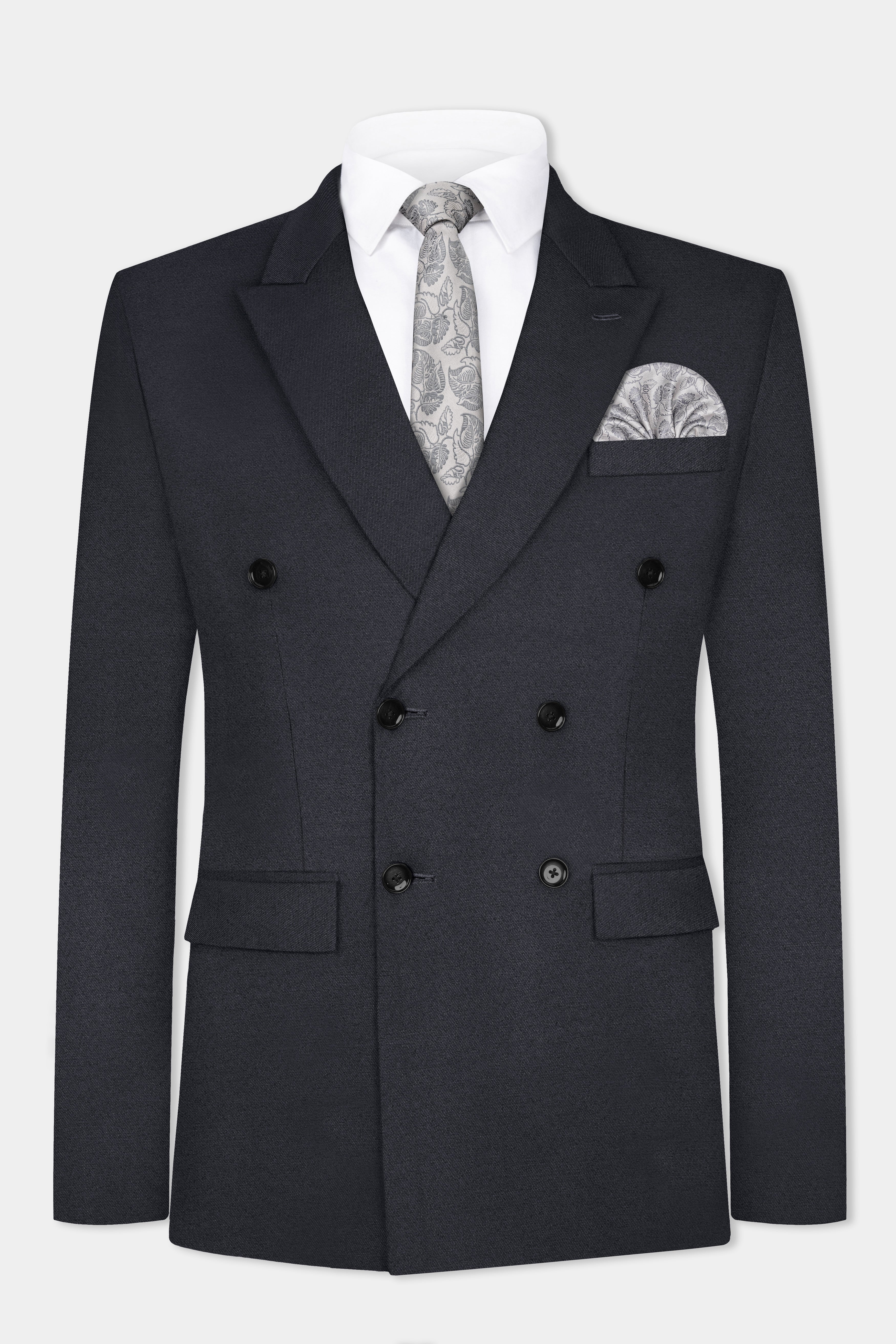 Piano Gray Wool Blend Double Breasted Blazer