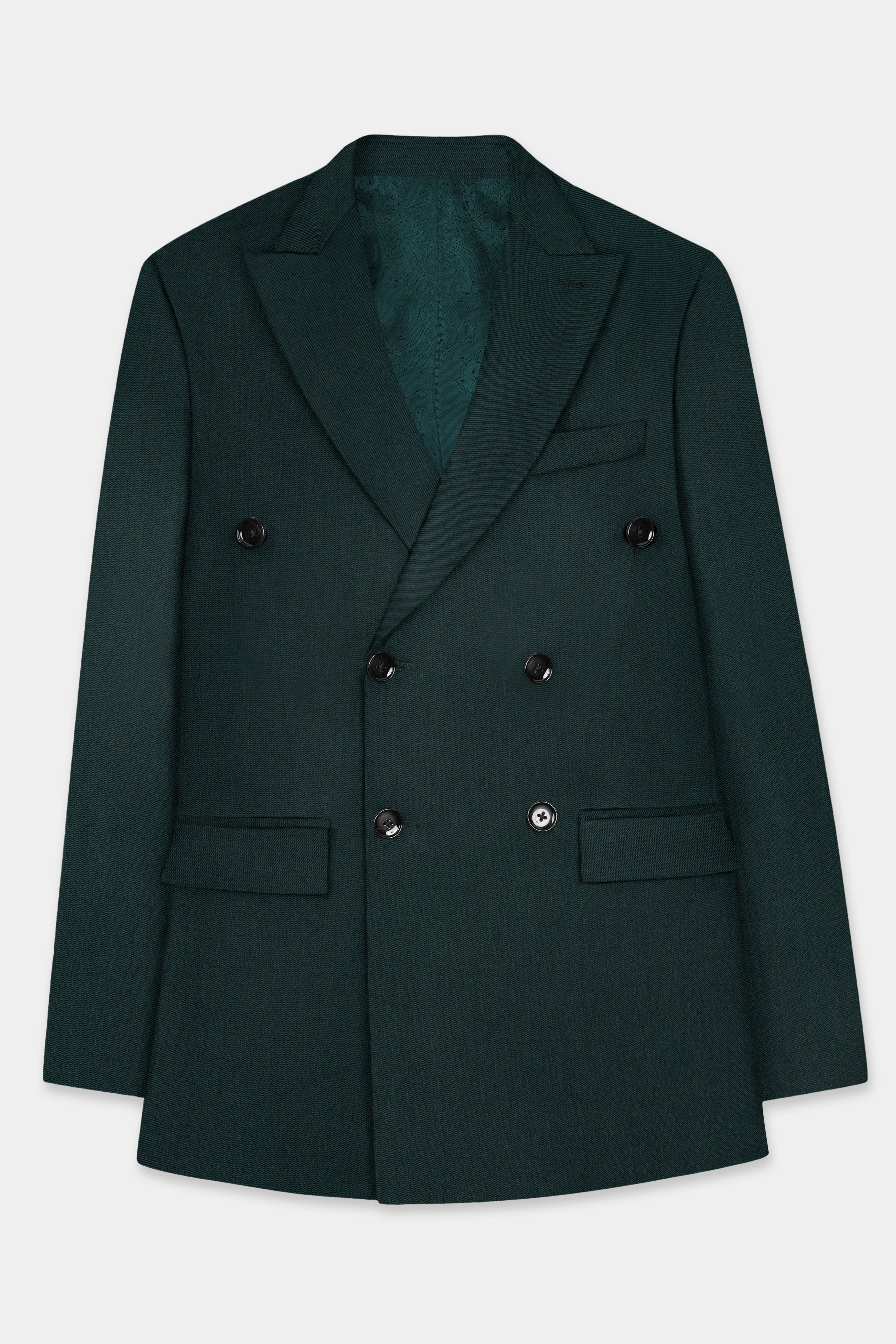 Timber Green Wool Rich Double Breasted Blazer