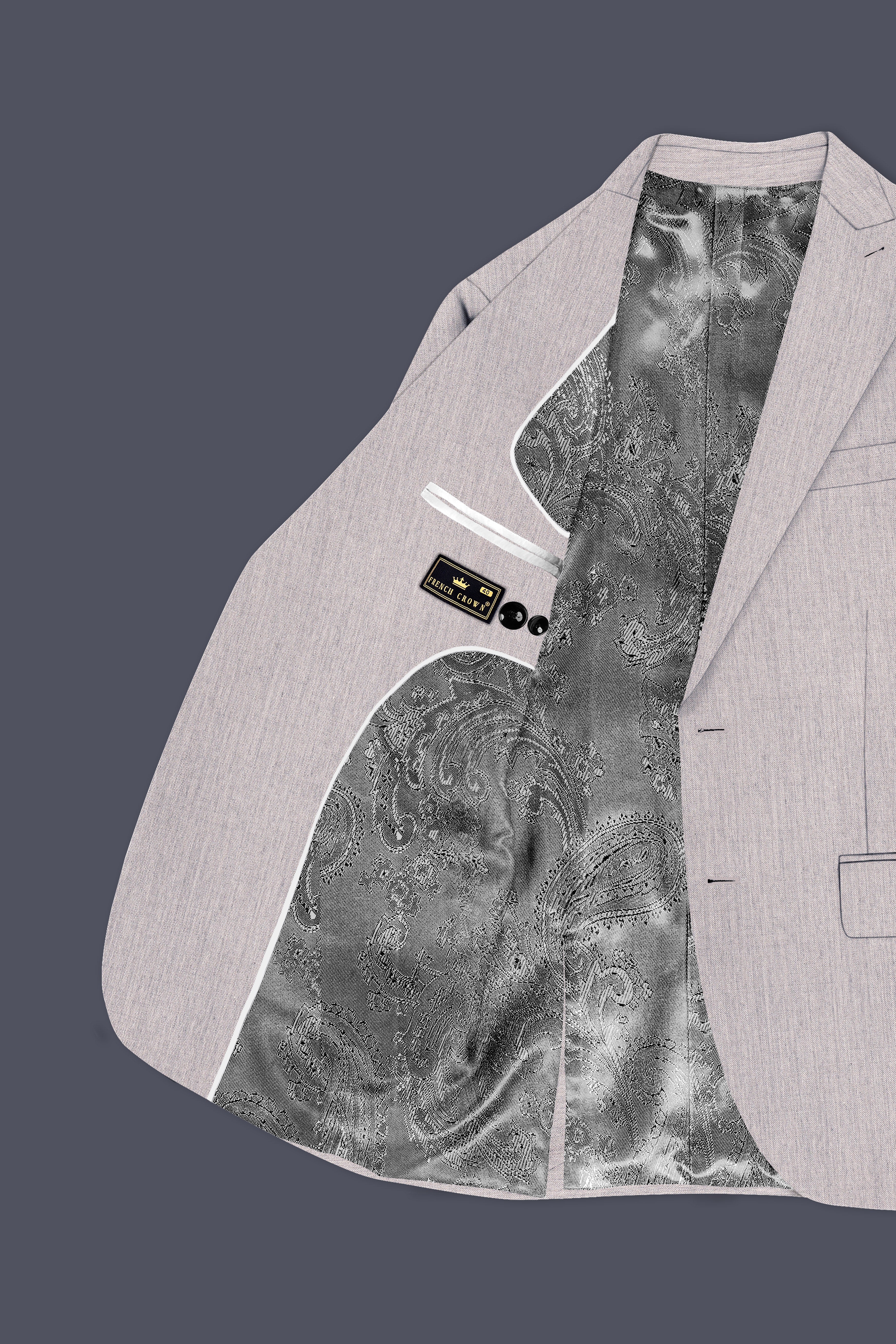 Spanish Gray Textured Wool Blend Blazer