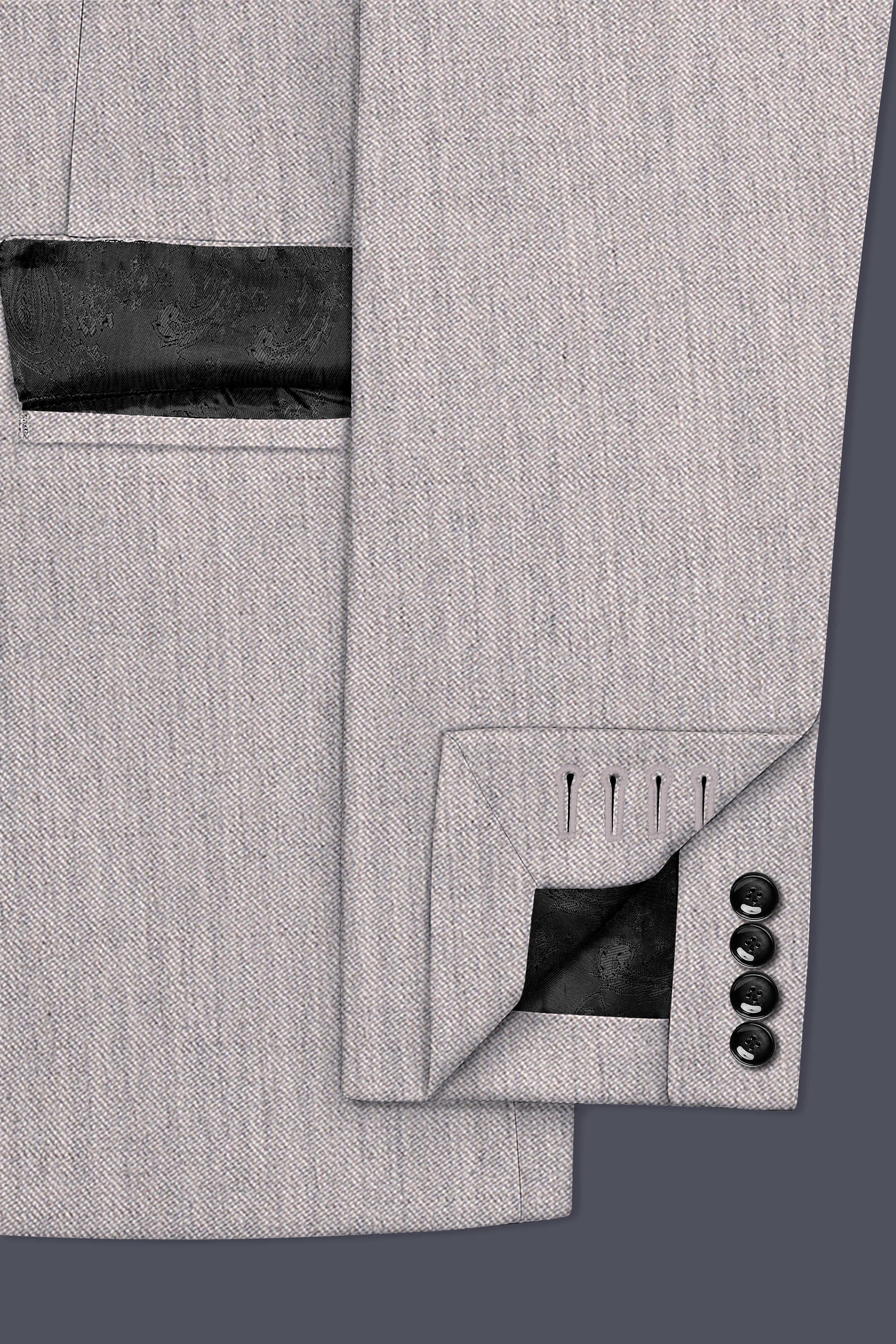 Spanish Gray Textured Wool Blend Blazer