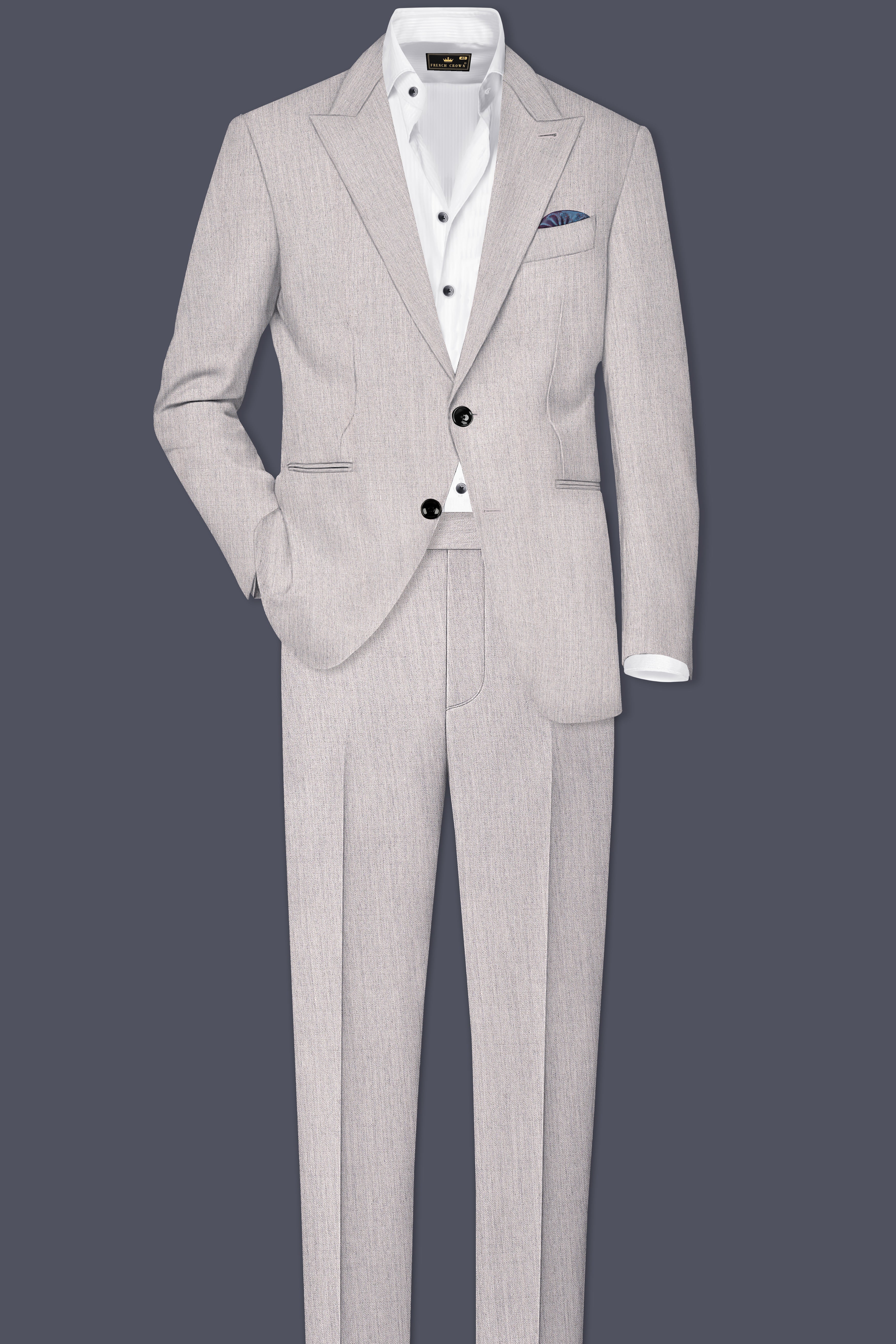 Spanish Gray Textured Wool Blend Blazer