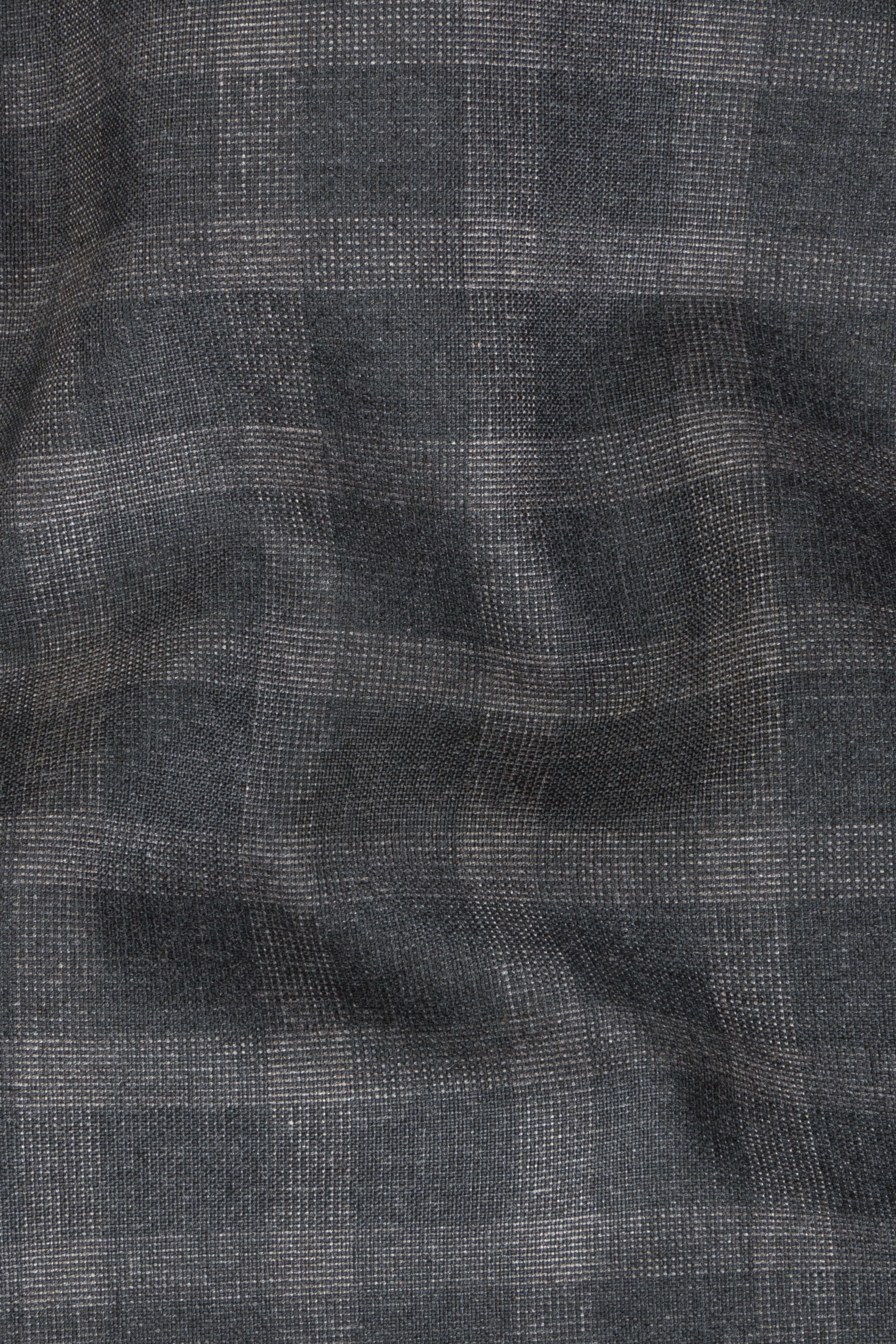Gravel Gray Checkered Wool Blend Single Breasted Blazer