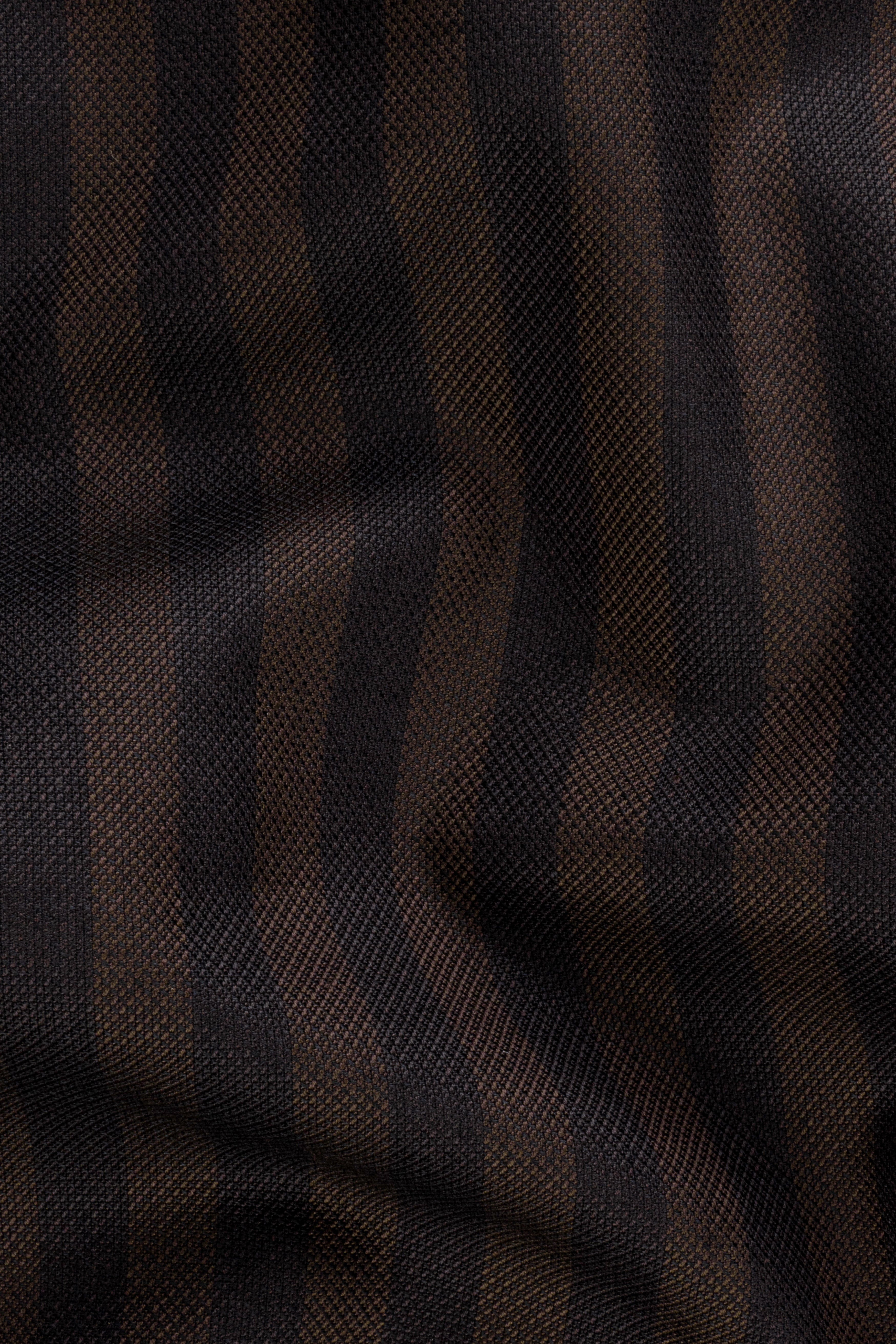 Eternity Brown With Vulcan Black Striped Wool Blend Single Breasted Blazer