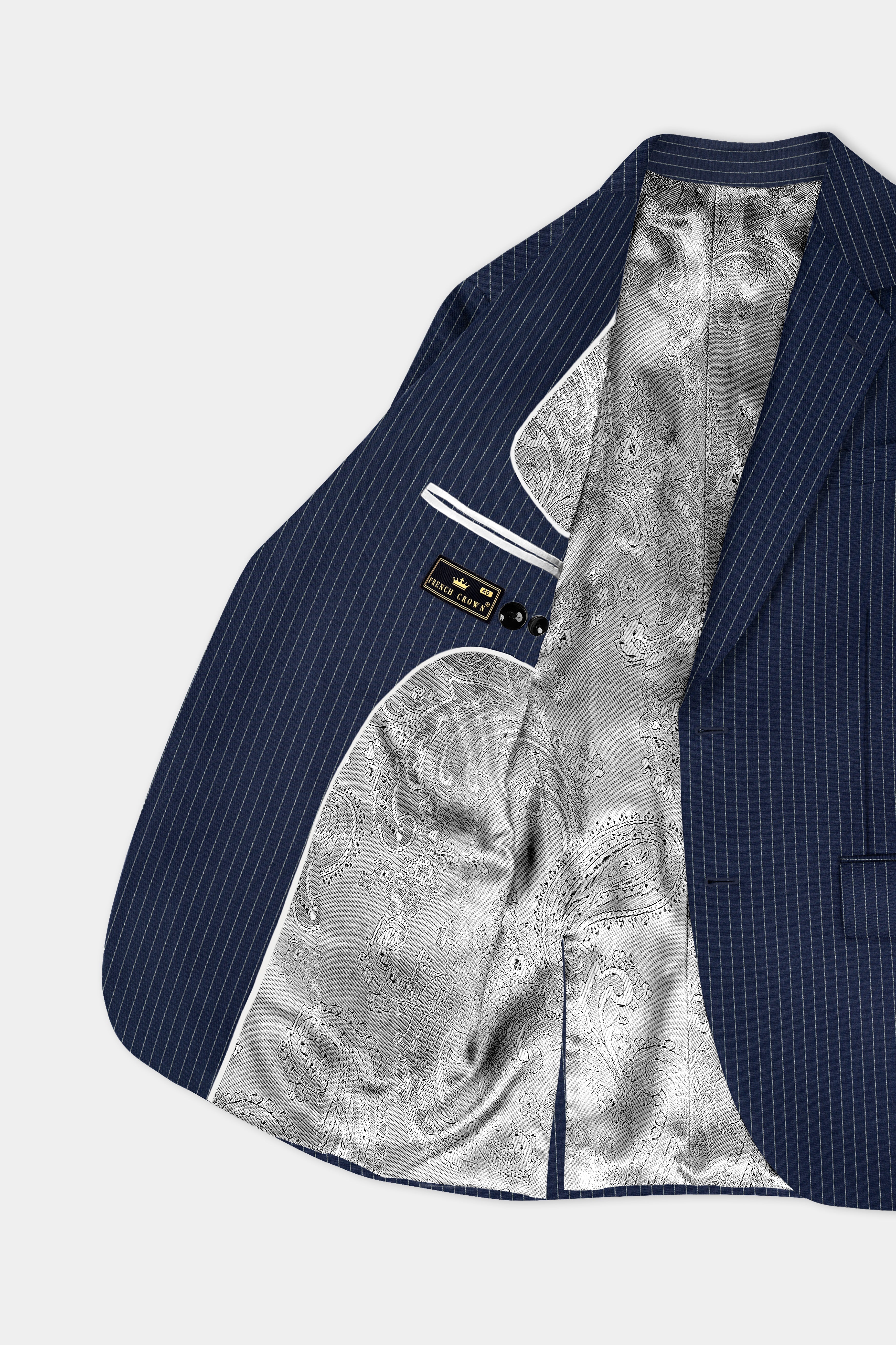 Vulcan Blue Striped Wool Blend Blazer