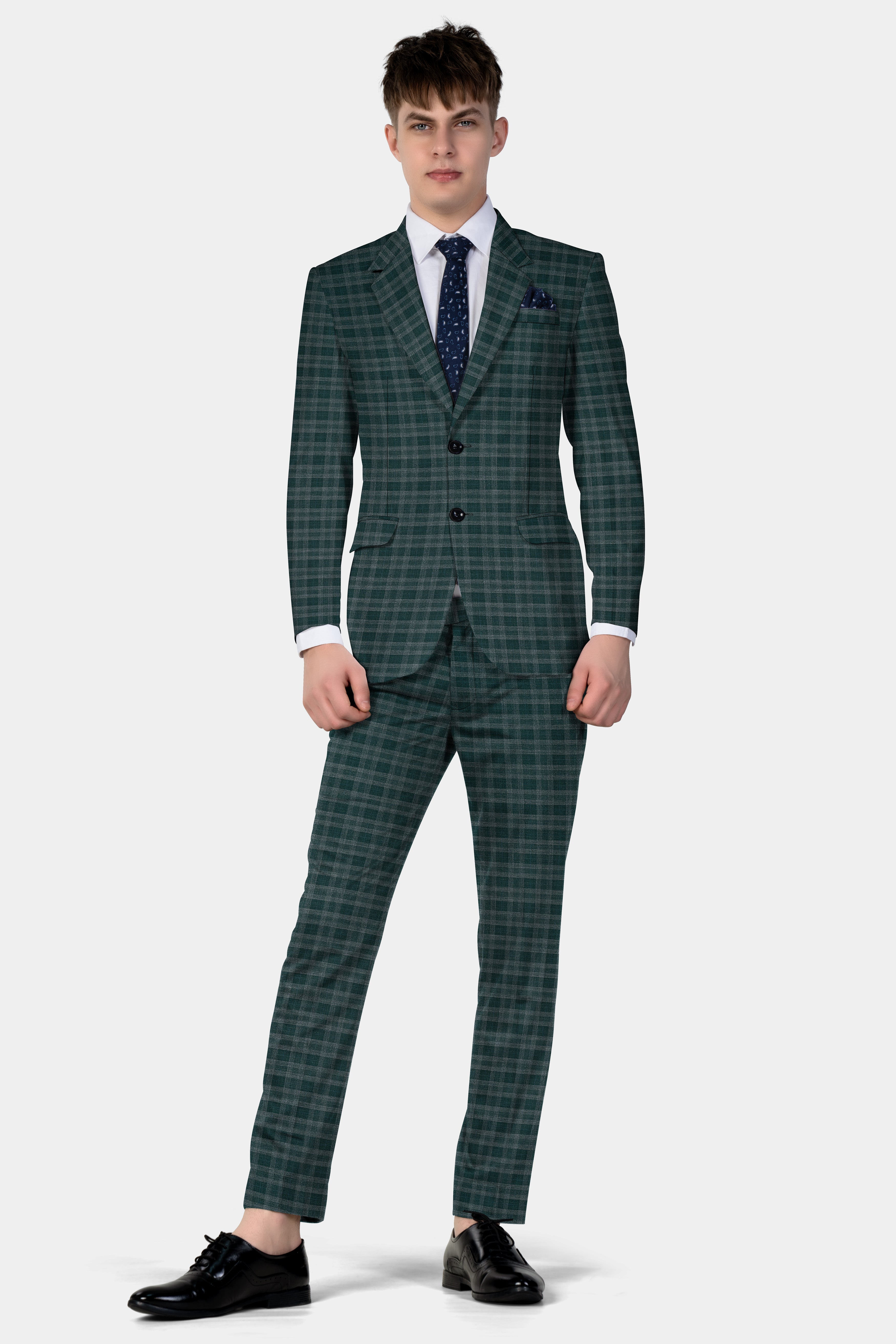 Firefly Green Plaid Wool Blend Blazer