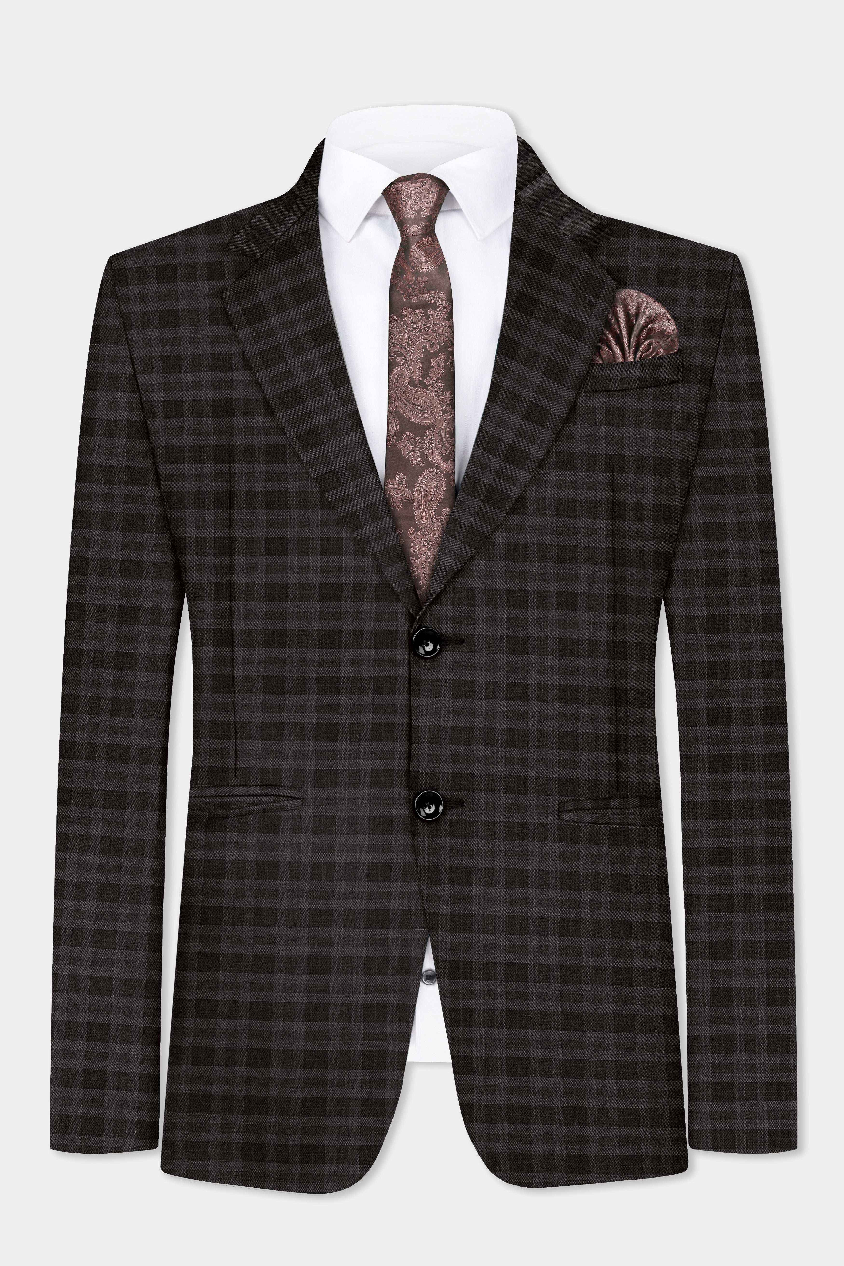 Zeus Brown With Emperor Plaid Wool Blend Blazer